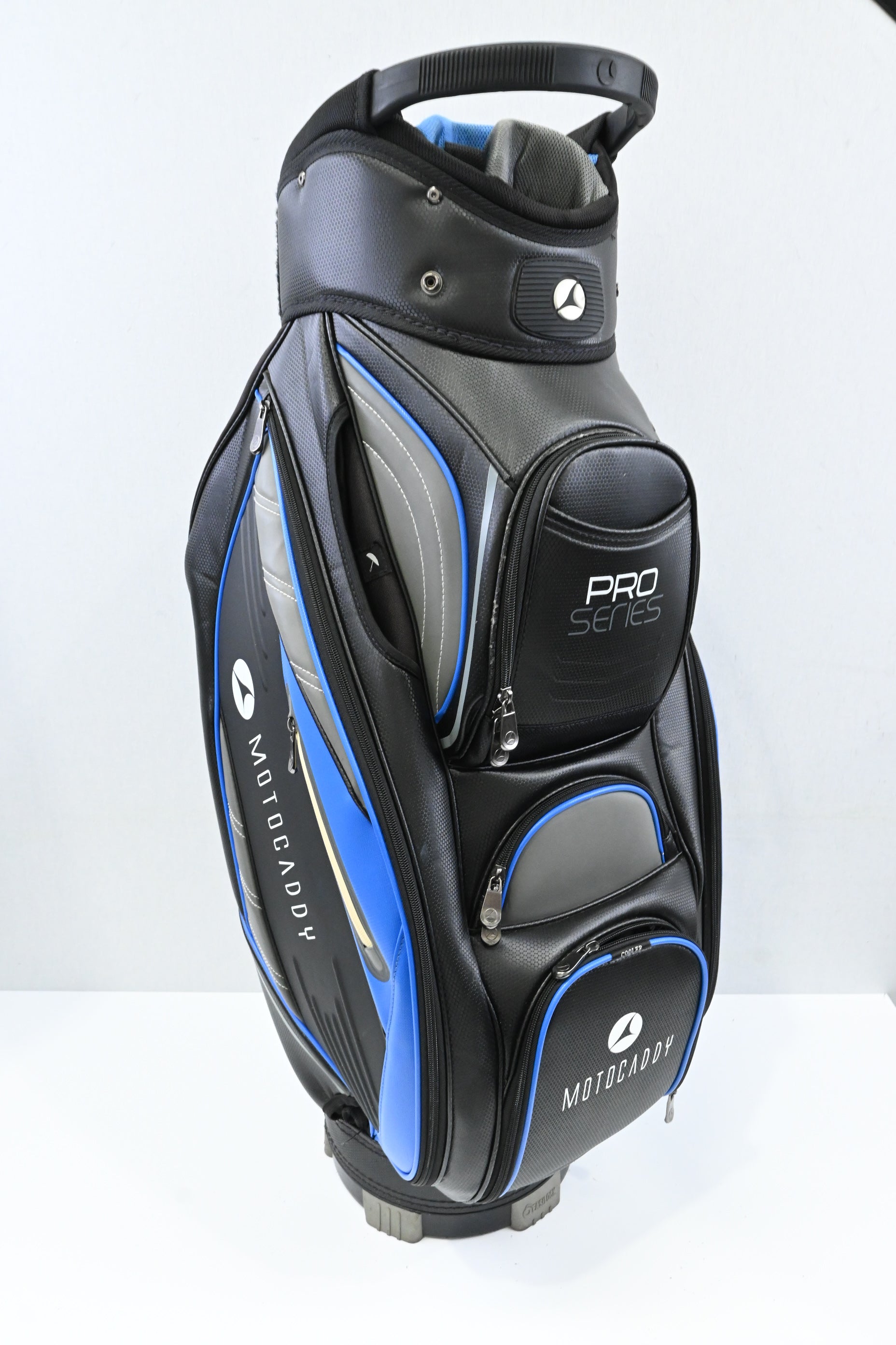 Motocaddy Pro Series Cart Bag / 14-Way Divider / Black, Blue, Grey