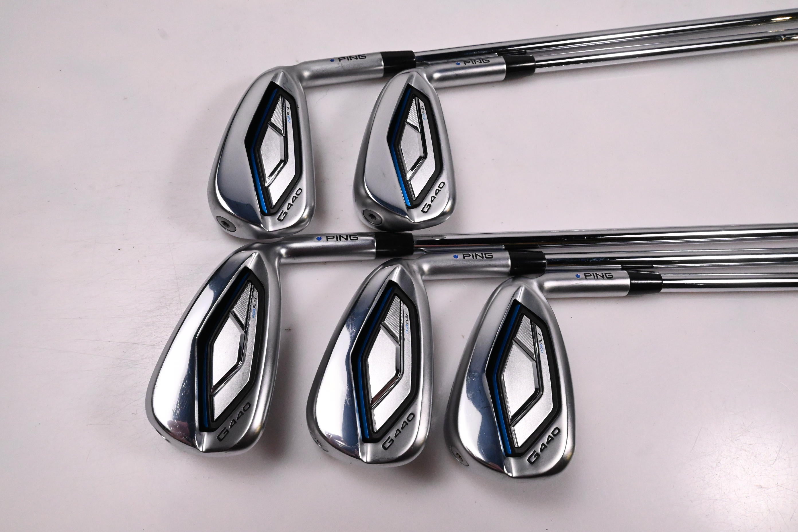 Ping G440 Irons / 6-PW / Blue Dot / Regular Flex Ping AWT 3.0 Shafts