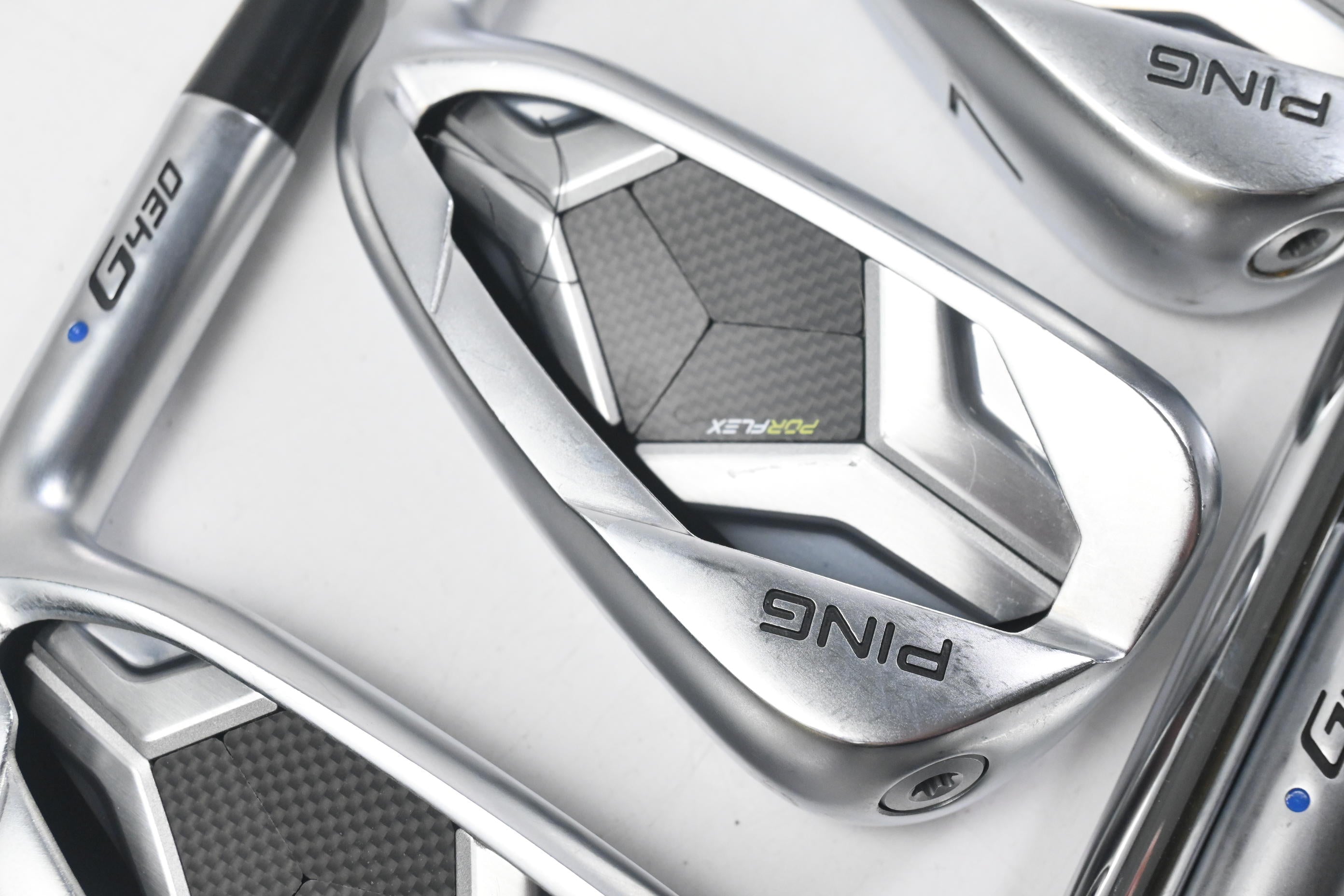 Ping G430 Irons / 5-PW+GW / Blue Dot / Stiff Flex Ping AWT 2.0 Shafts