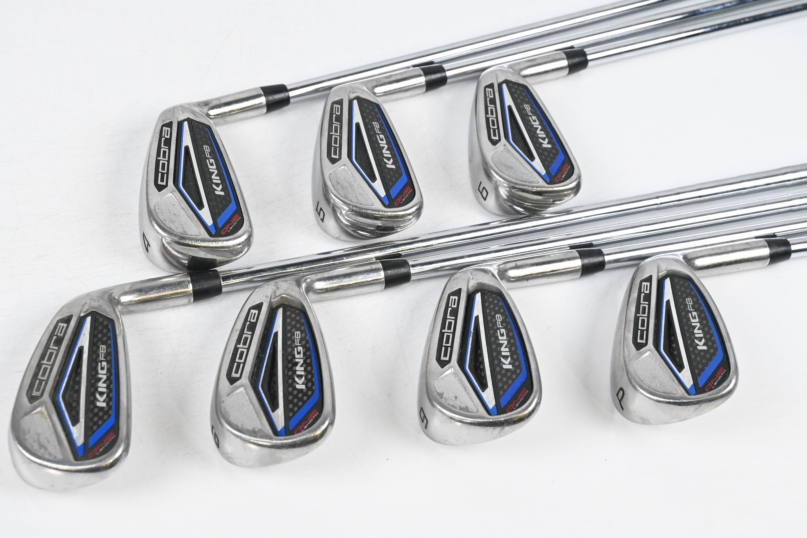 Cobra King F8 One Length Irons / 4-PW / Regular Flex One Flighted Shafts