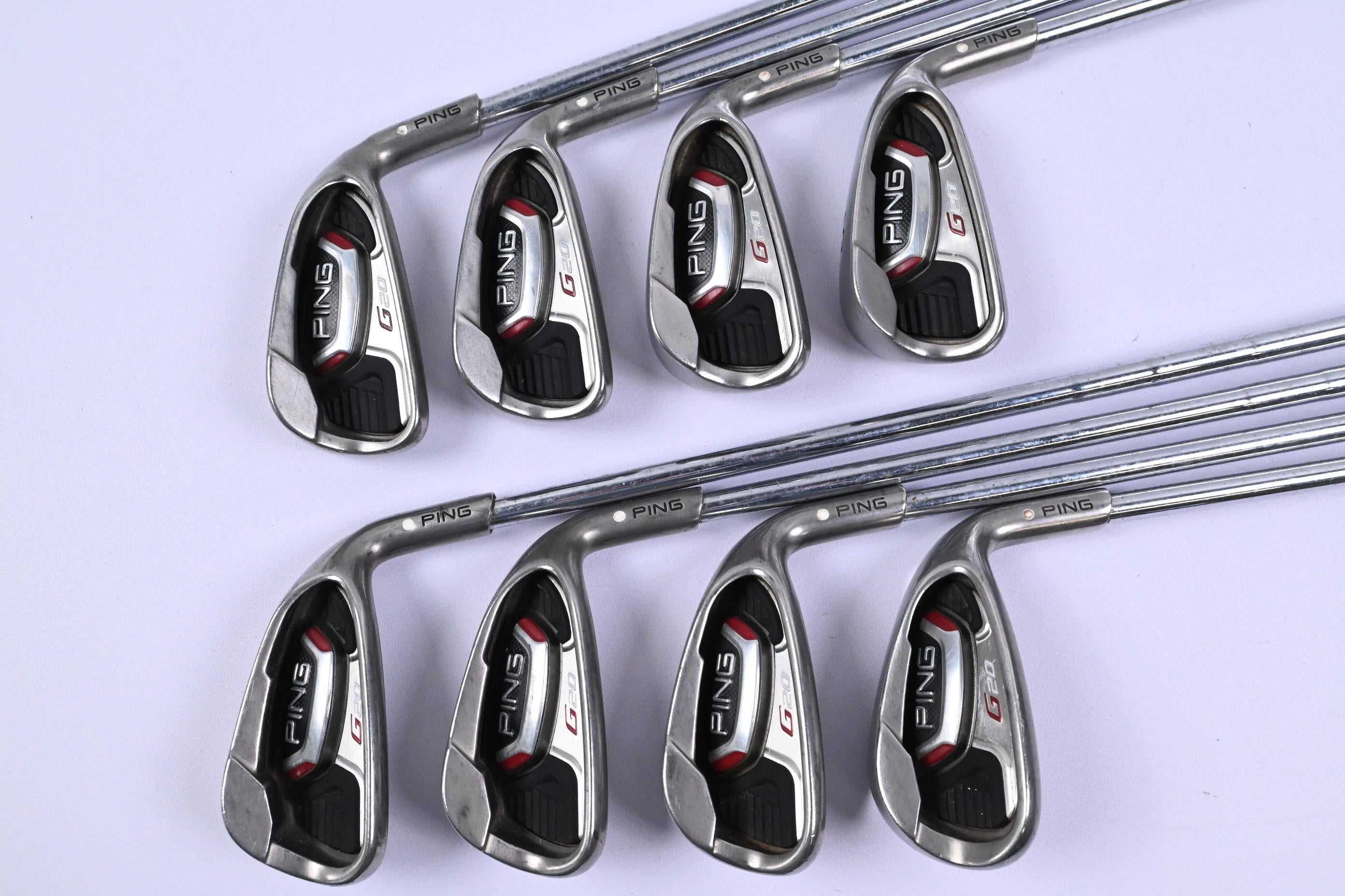 Ping G20 Irons / 4-PW+SW / White Dot / Regular Flex Ping CFS Shafts