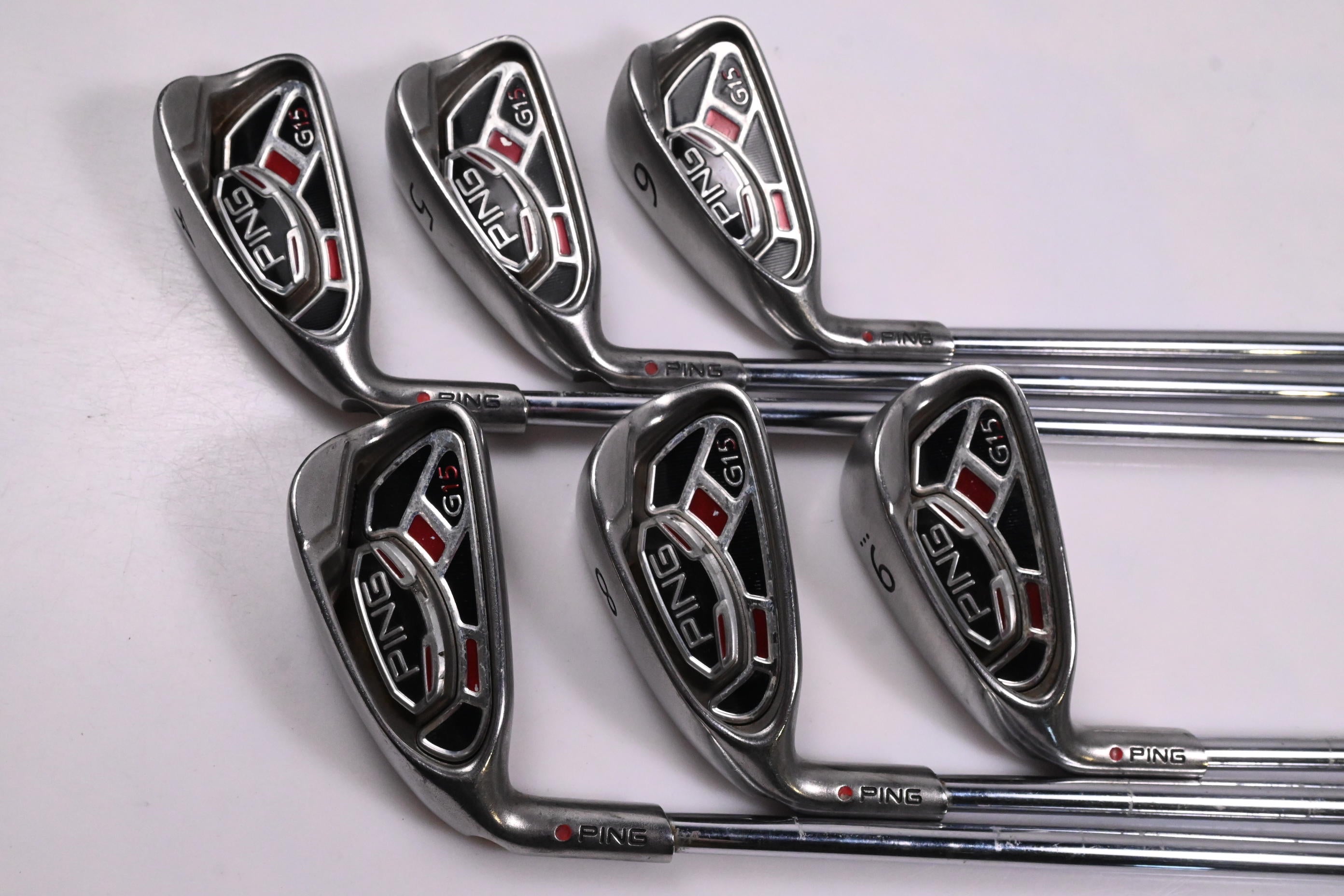 Left Hand Ping G15 Irons / 4-9i / Red Dot / Regular Flex Ping Shafts
