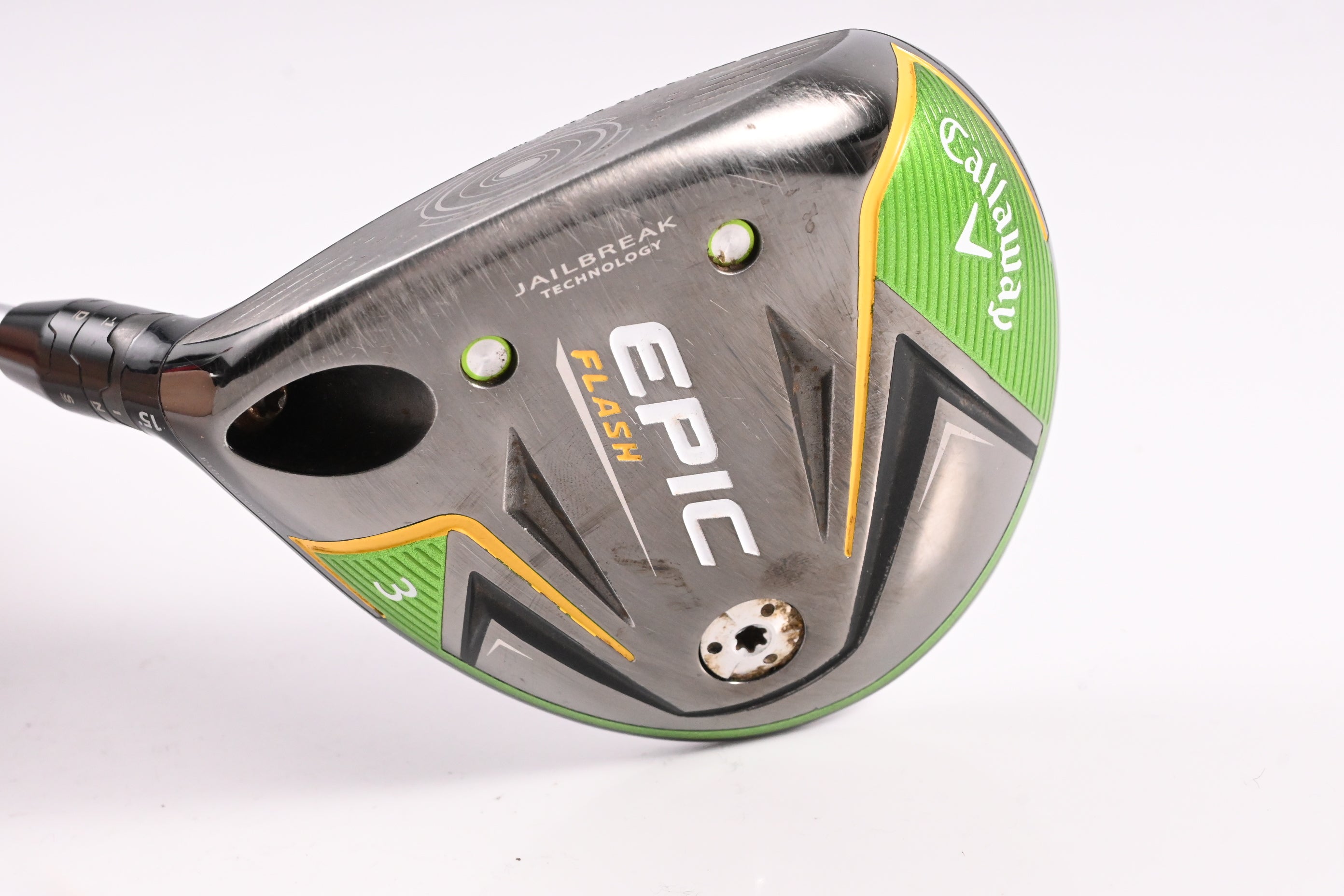 Left Hand Callaway Epic Flash #3 Wood / 15 Degree / Regular Flex EvenFlow Green