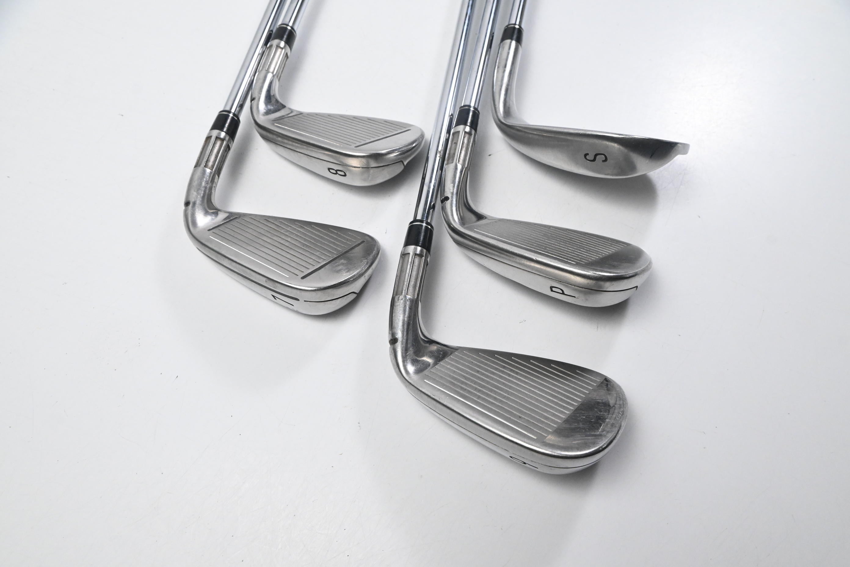 Left Hand Taylormade M4 Irons / 7-PW+SW / Regular Flex KBS MAX 85 Shafts