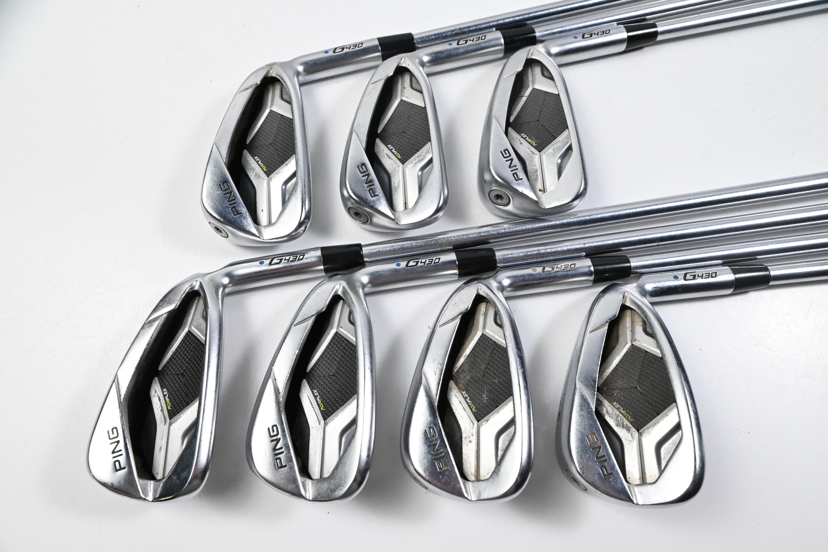 Ping G430 Irons / 4-PW / Blue Dot / Stiff Flex Project X LS 120 Shafts
