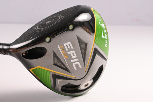 Left Hand Callaway Epic Flash Driver / 9 Degree / Stiff Flex Evenflow Green 55 Shaft
