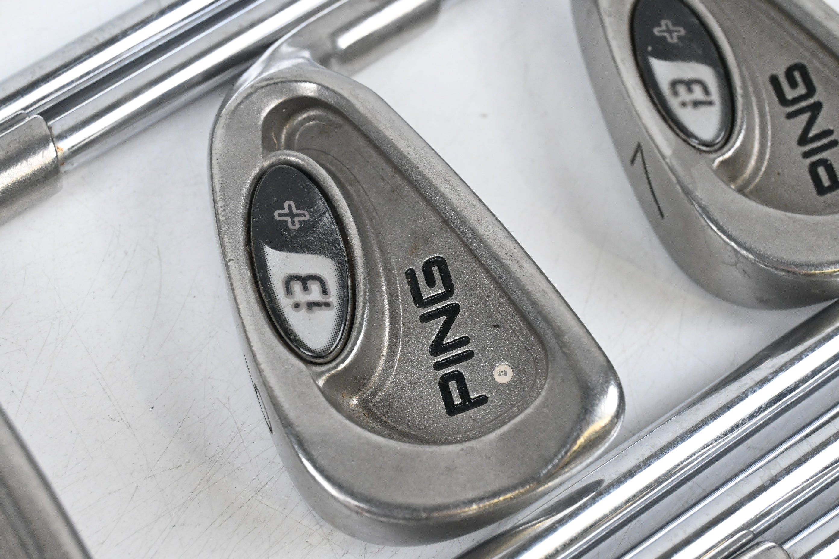 Ping i3+ Irons / 4-PW+SW / White Dot / Stiff Flex Steel Shafts