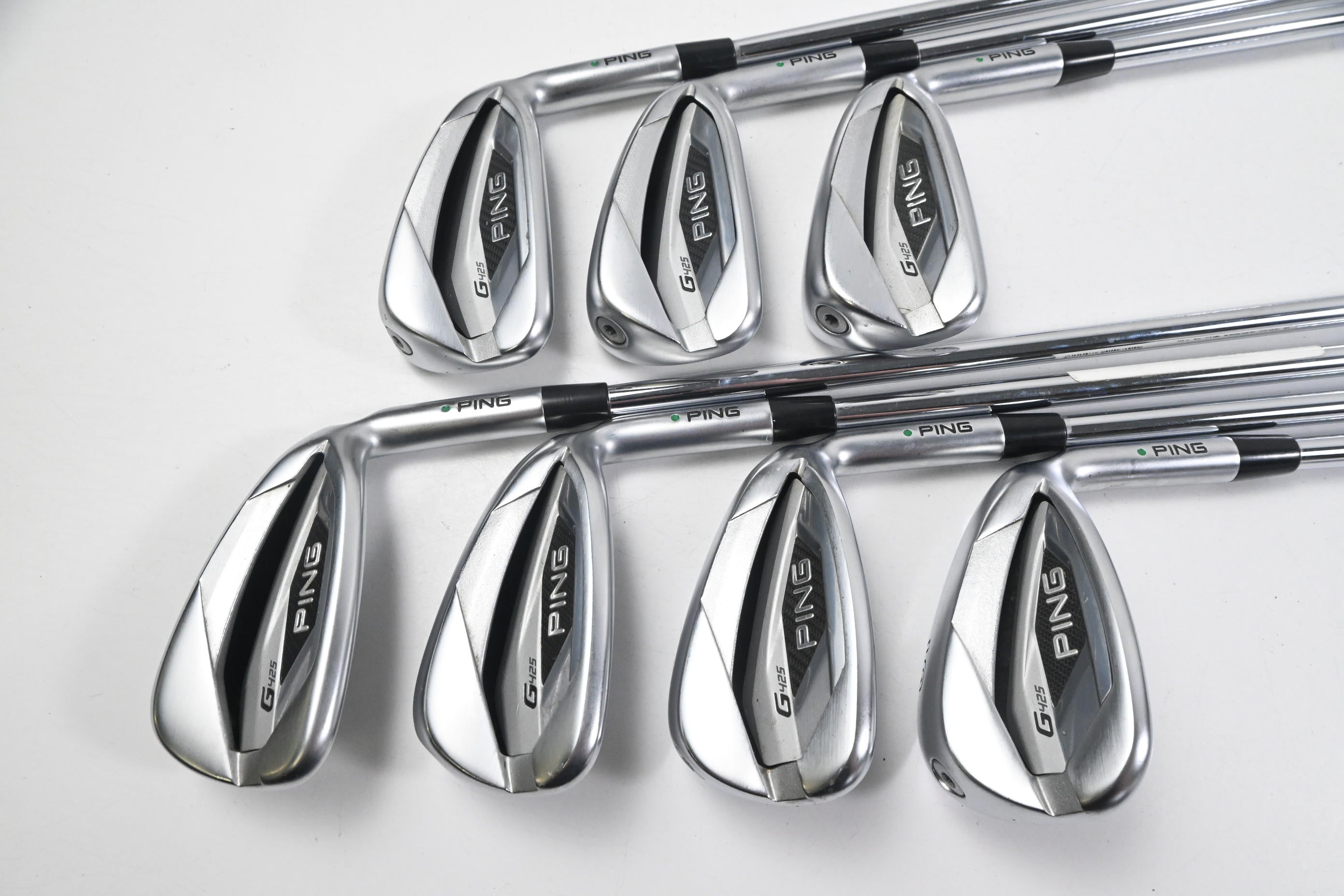 Ping G425 Irons / 5-PW+SW / Green Dot / Regular Flex Ping AWT 2.0 Shafts