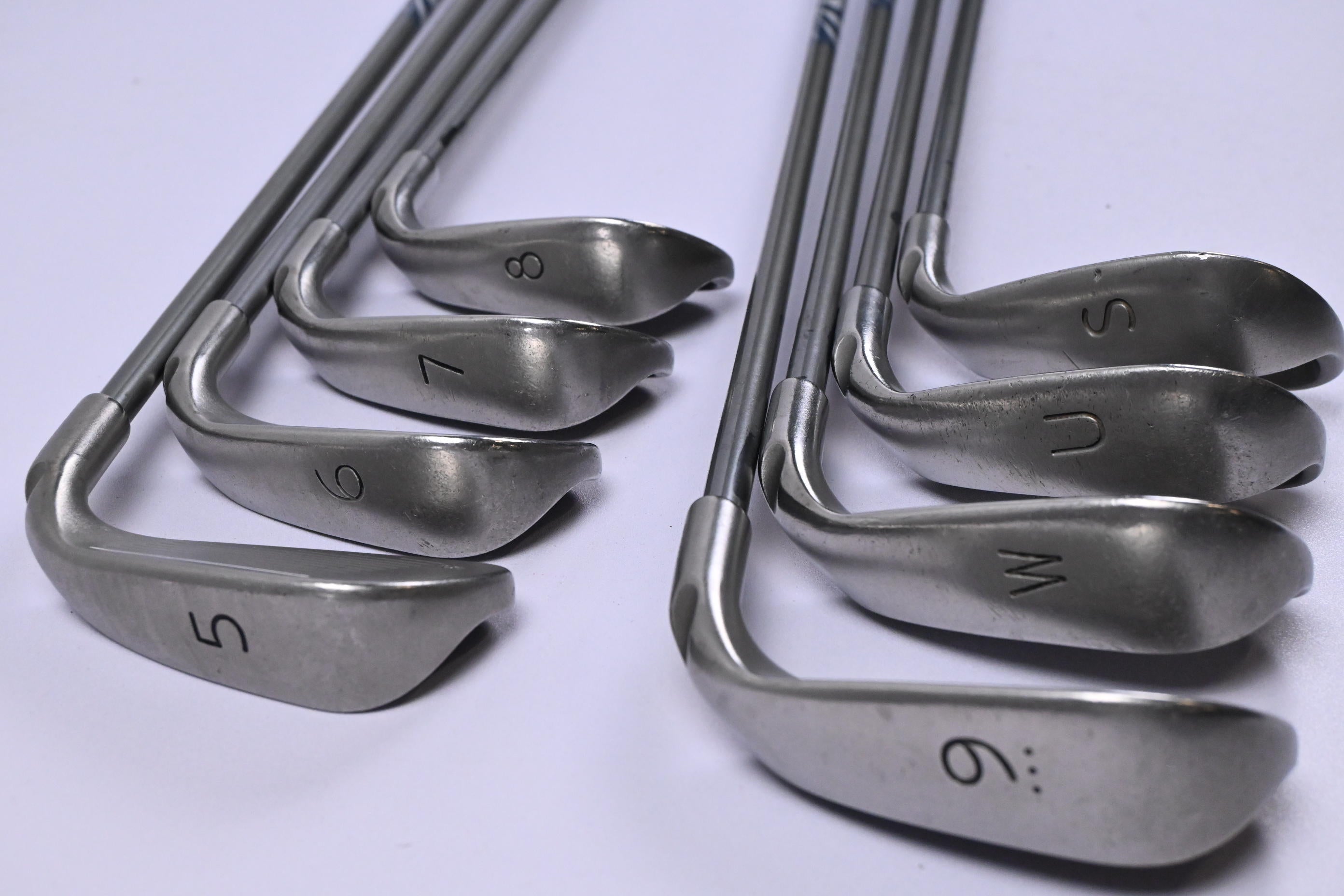 Left Hand Ping G5 Irons / 5-PW+GW+SW / Green Dot / Senior Flex Ping TFC 100