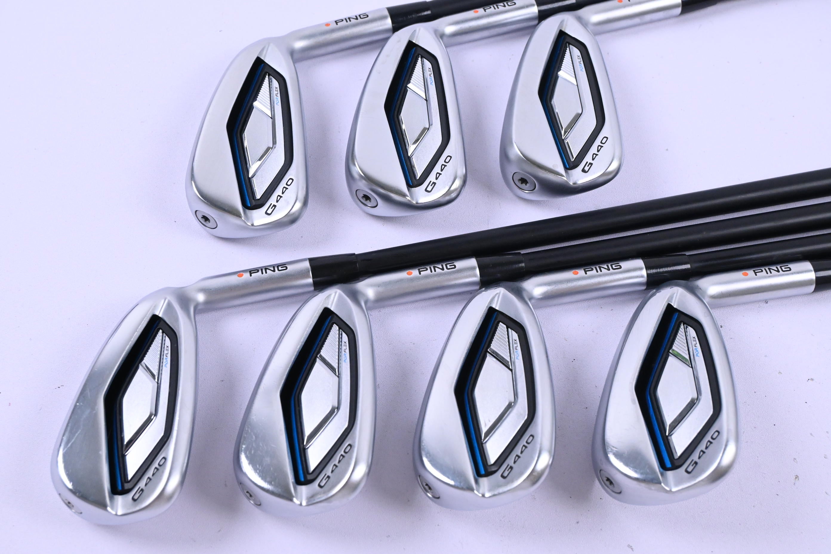 Ping G440 Irons / 5-PW+GW / Orange Dot / Stiff Flex Ping Alta CB Blue Shafts