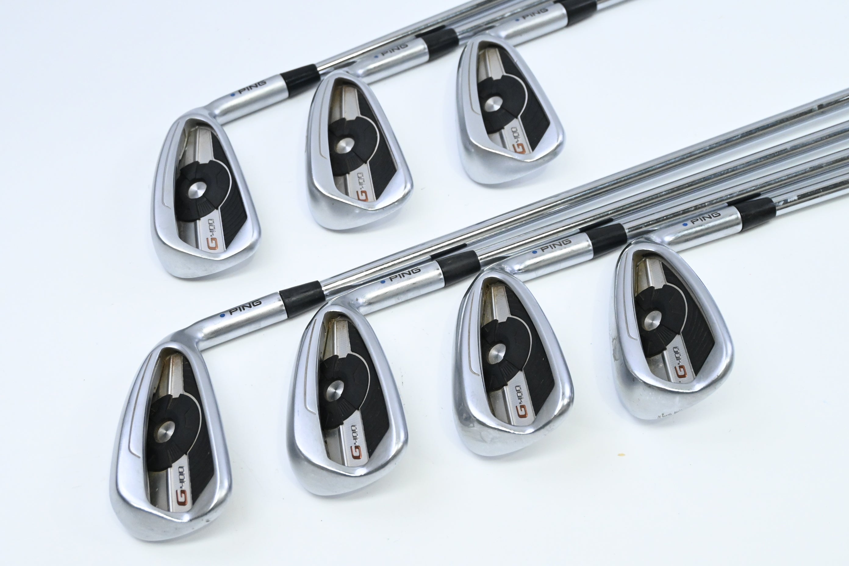 Ping G400 Irons / 4-PW / Blue Dot / Regular Flex Ping AWT 2.0 Shafts