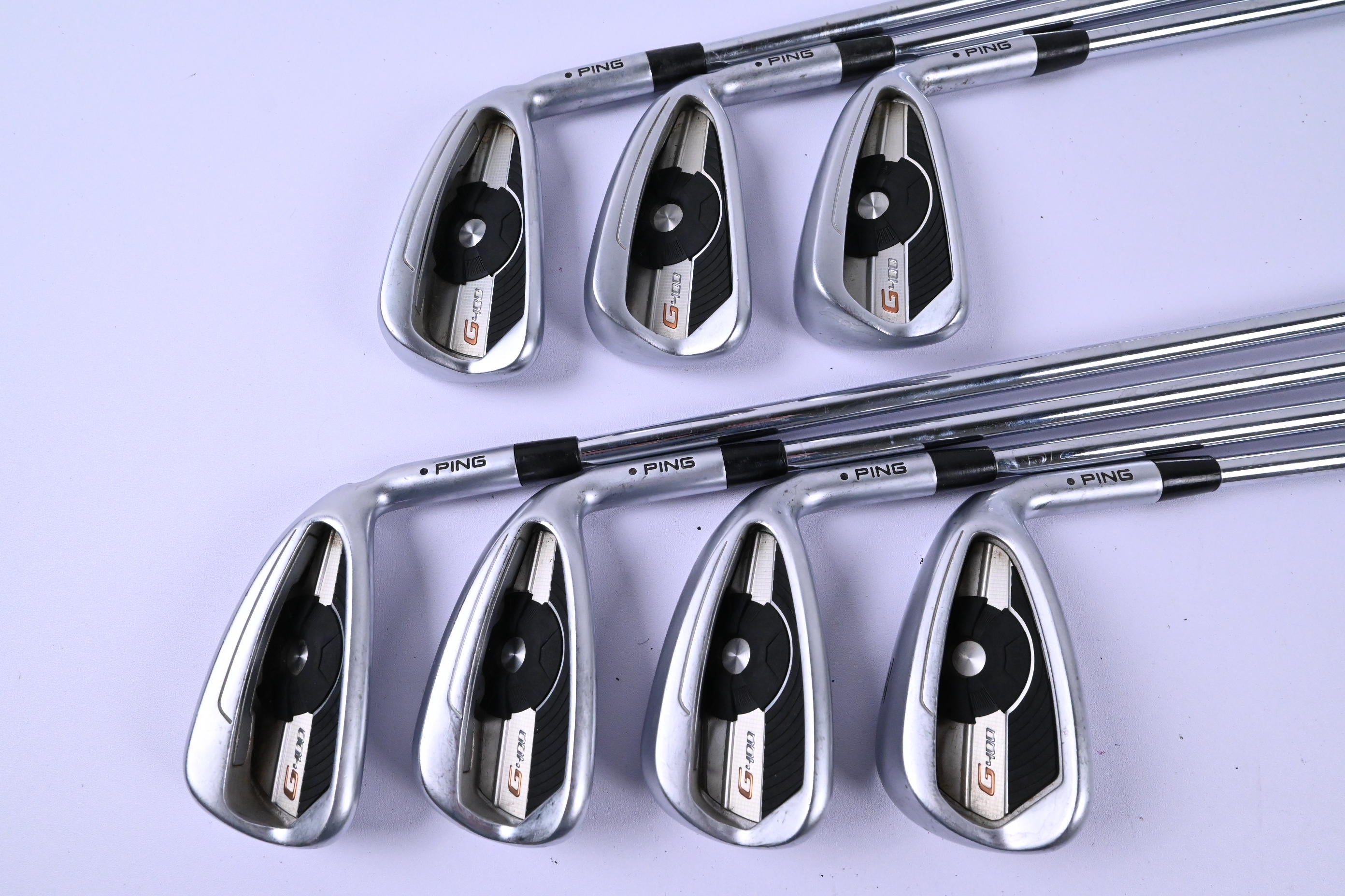 Ping G400 Irons / 4-PW / Black Dot / Regular Flex Ping AWT 2.0 Shafts