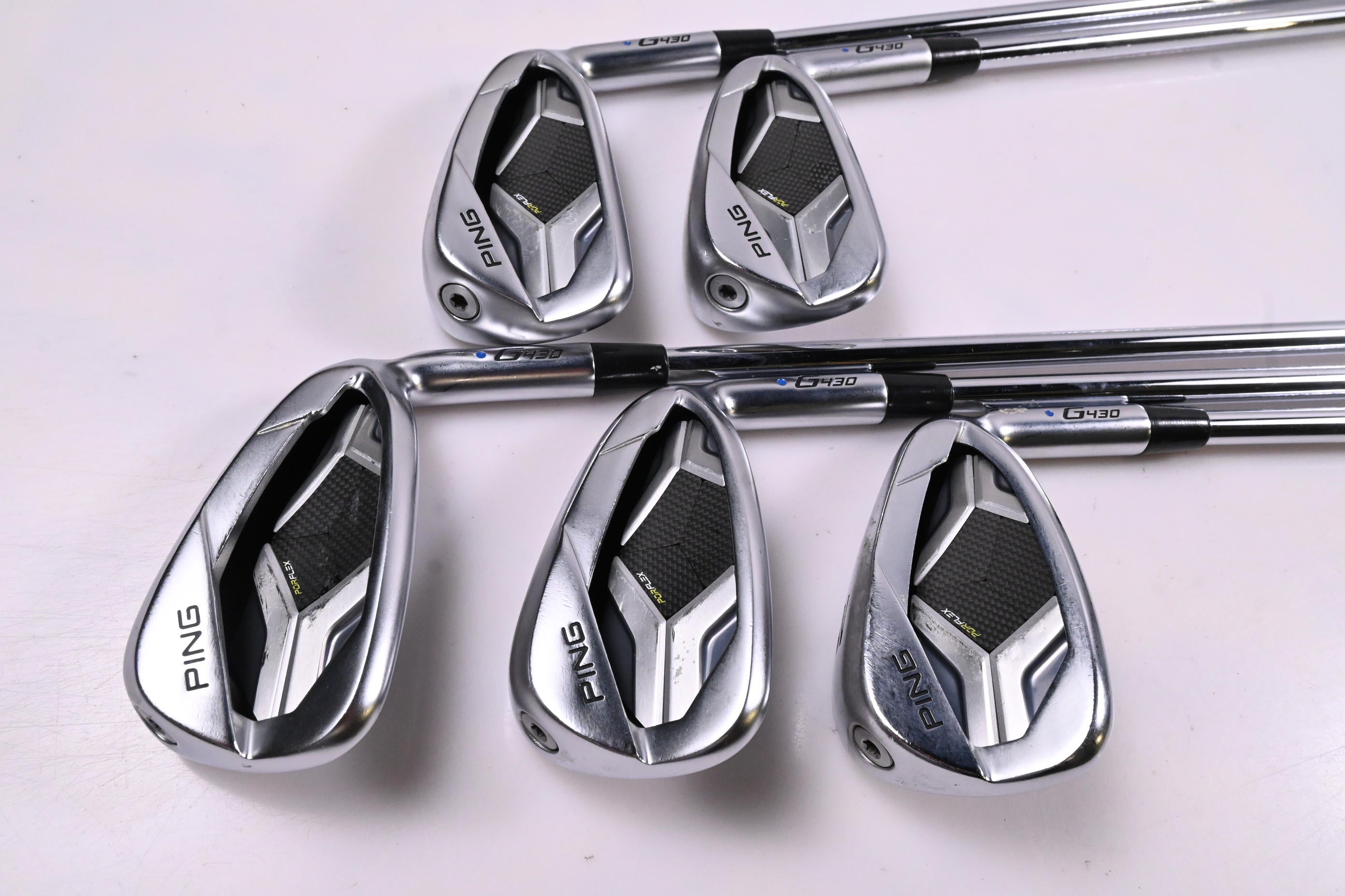 Ping G430 Irons / 6-PW / Blue Dot / Regular Flex Ping AWT 2.0 Shafts