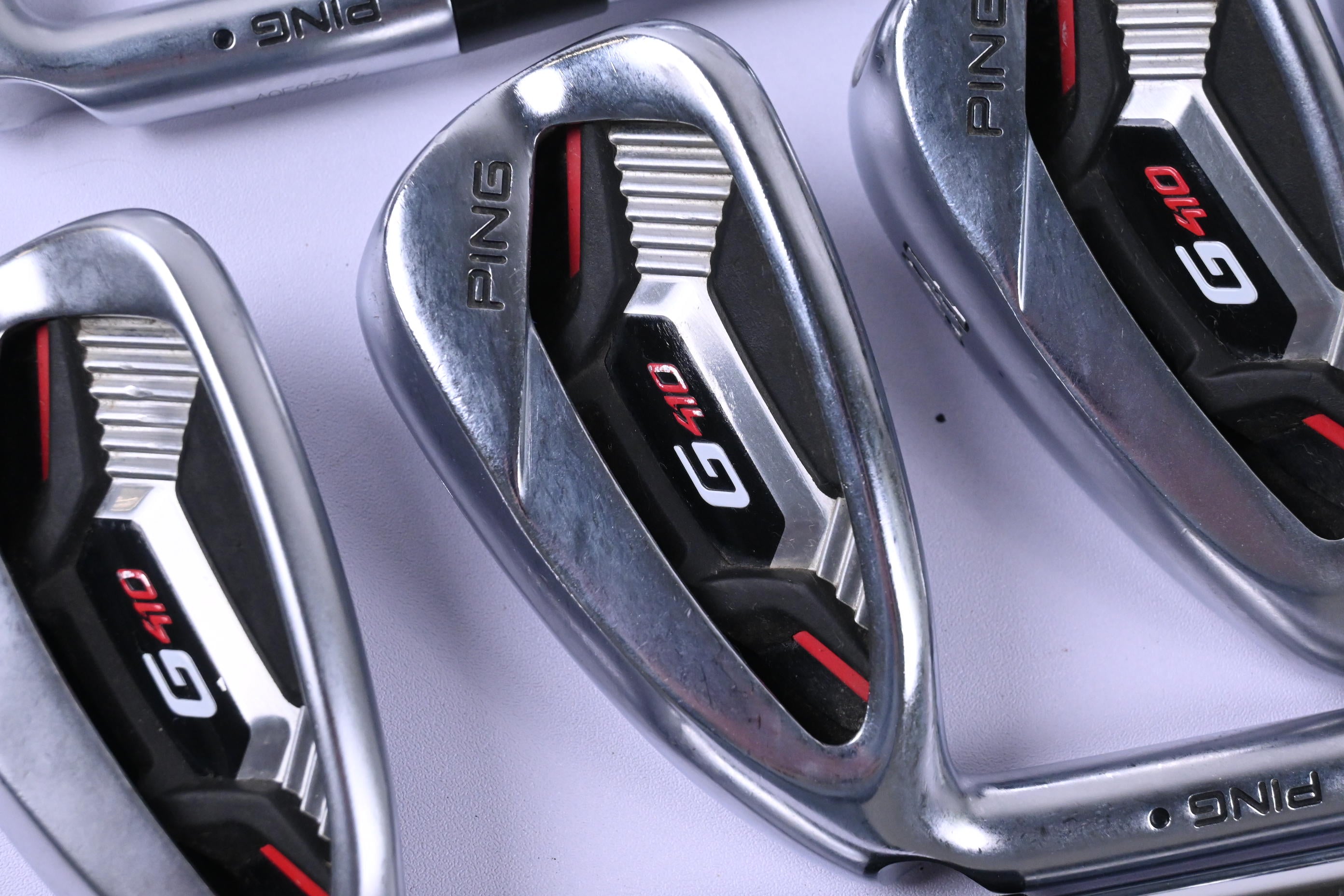 Left Hand Ping G410 Irons / 4-PW+SW / Black Dot / Regular Flex AWT 2.0 Shafts