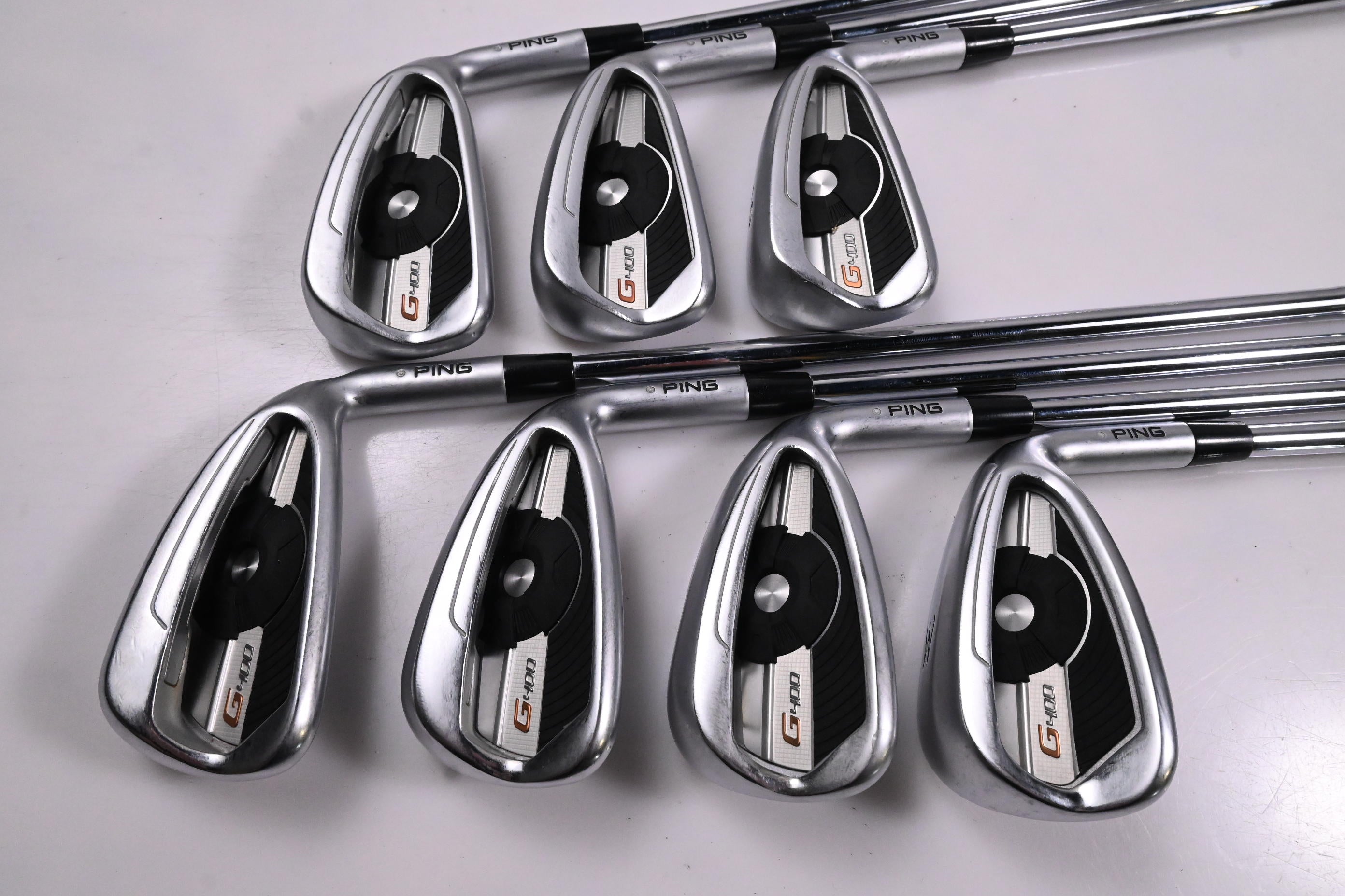 Ping G400 Irons / 4-PW / Silver Dot / Stiff Flex Ping AWT 2.0 Shafts