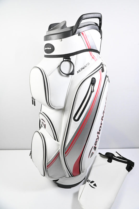 Taylormade Monaco Cart Bag / 14-Way Divider / White, Grey & Red