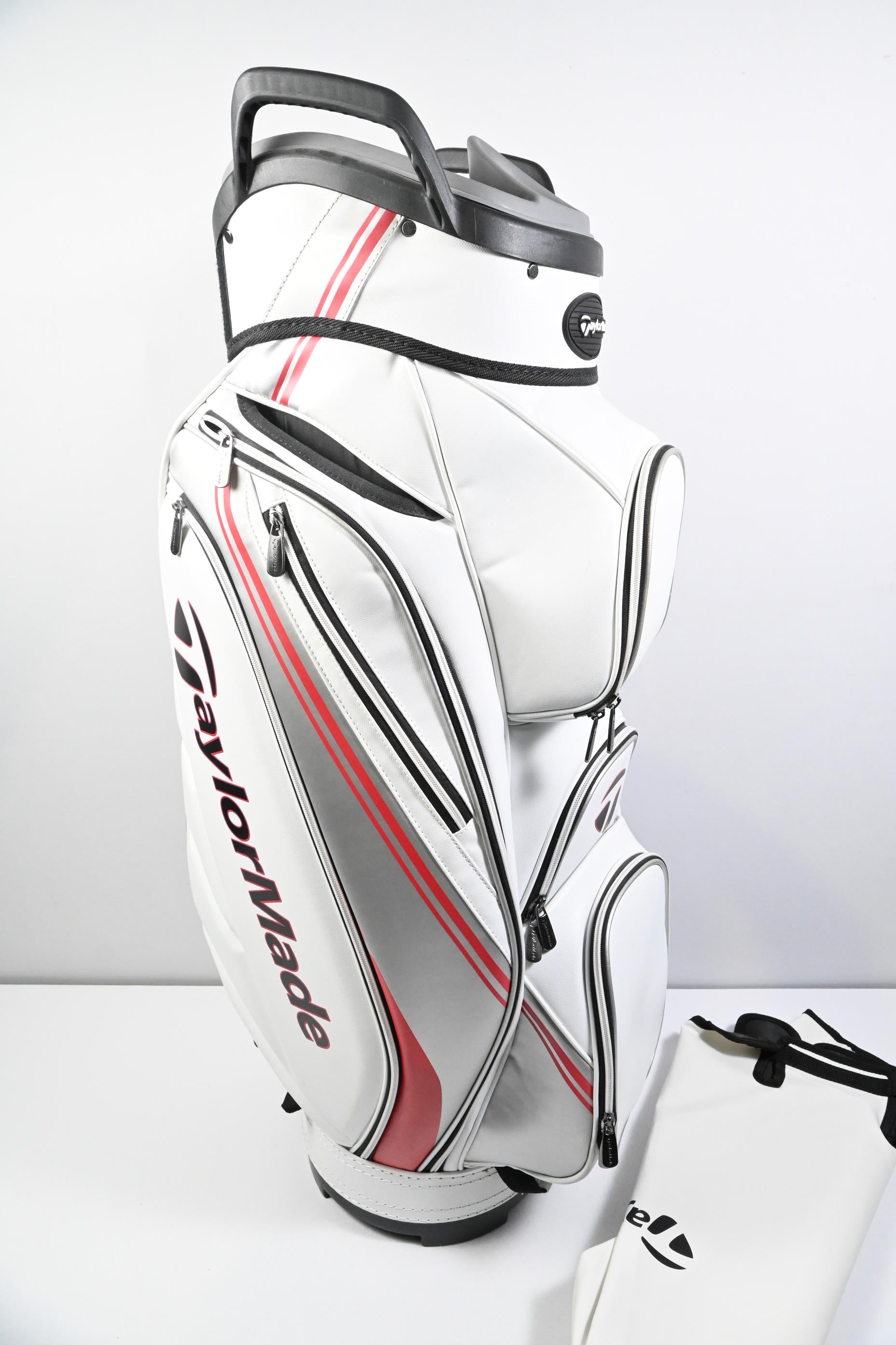 Taylormade Monaco Cart Bag / 14-Way Divider / White, Grey & Red