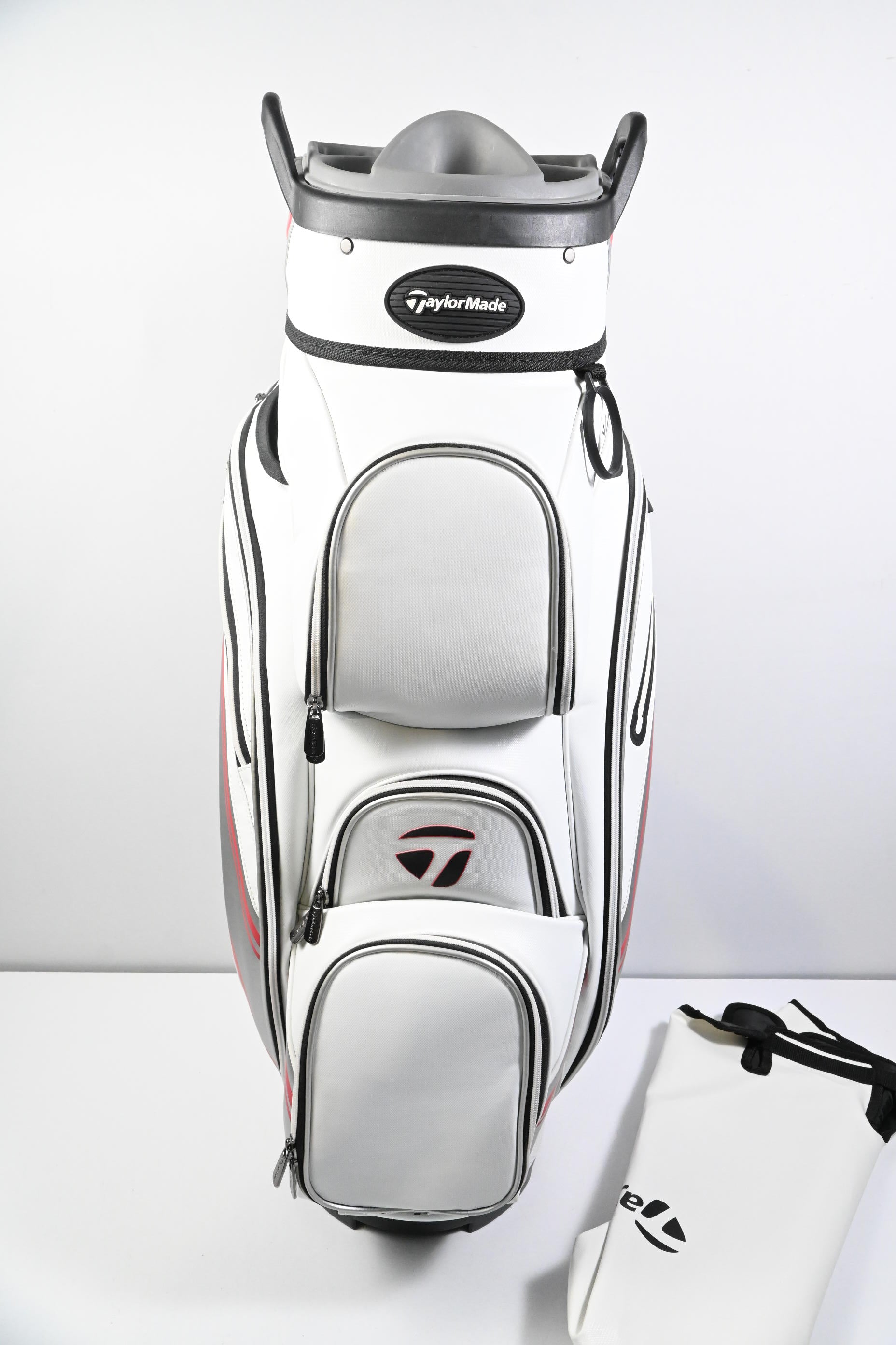 Taylormade Monaco Cart Bag / 14-Way Divider / White, Grey & Red