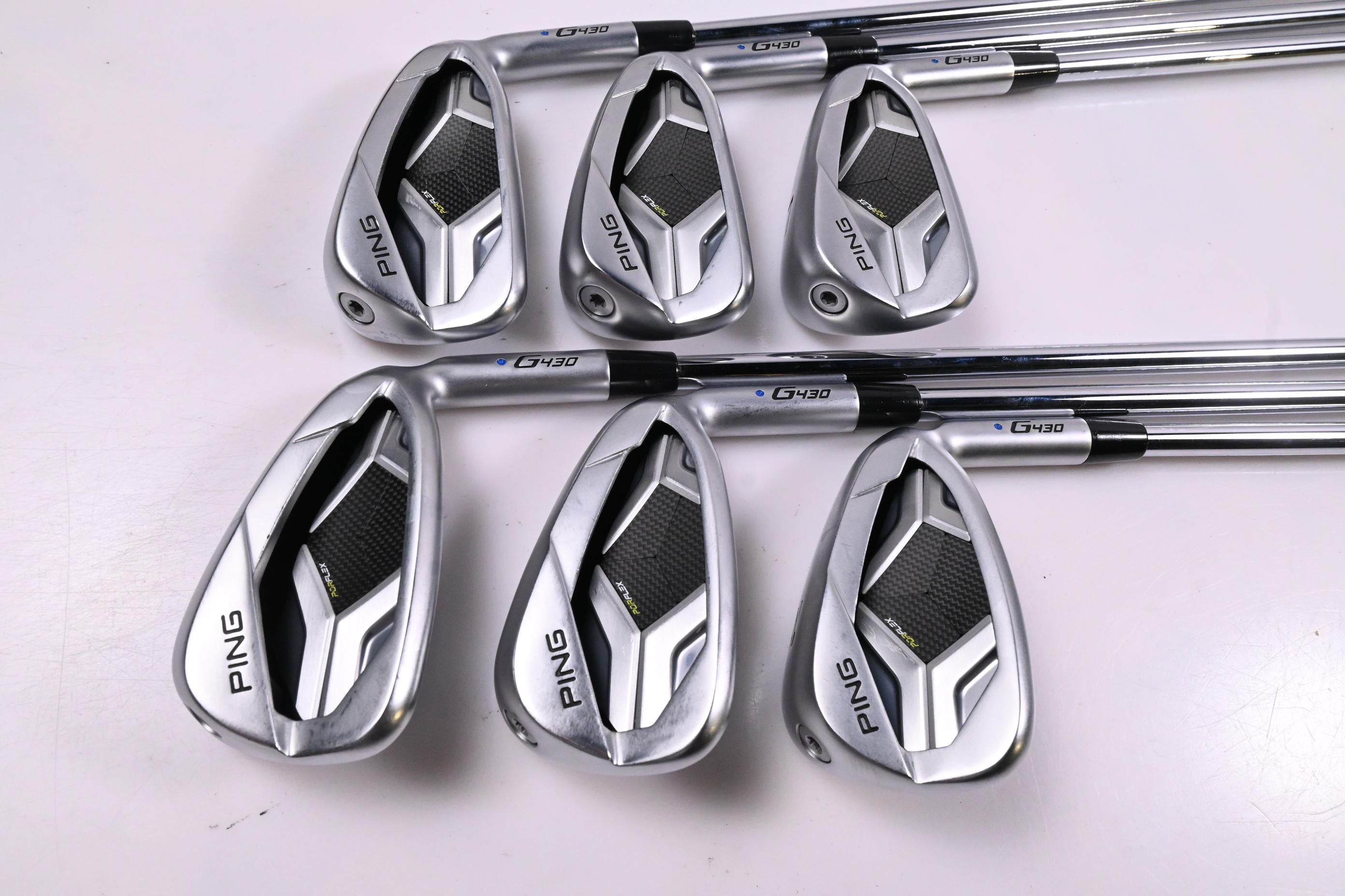 Ping G430 Irons / 5-PW / Blue Dot / Regular Flex Ping AWT 2.0 Shafts