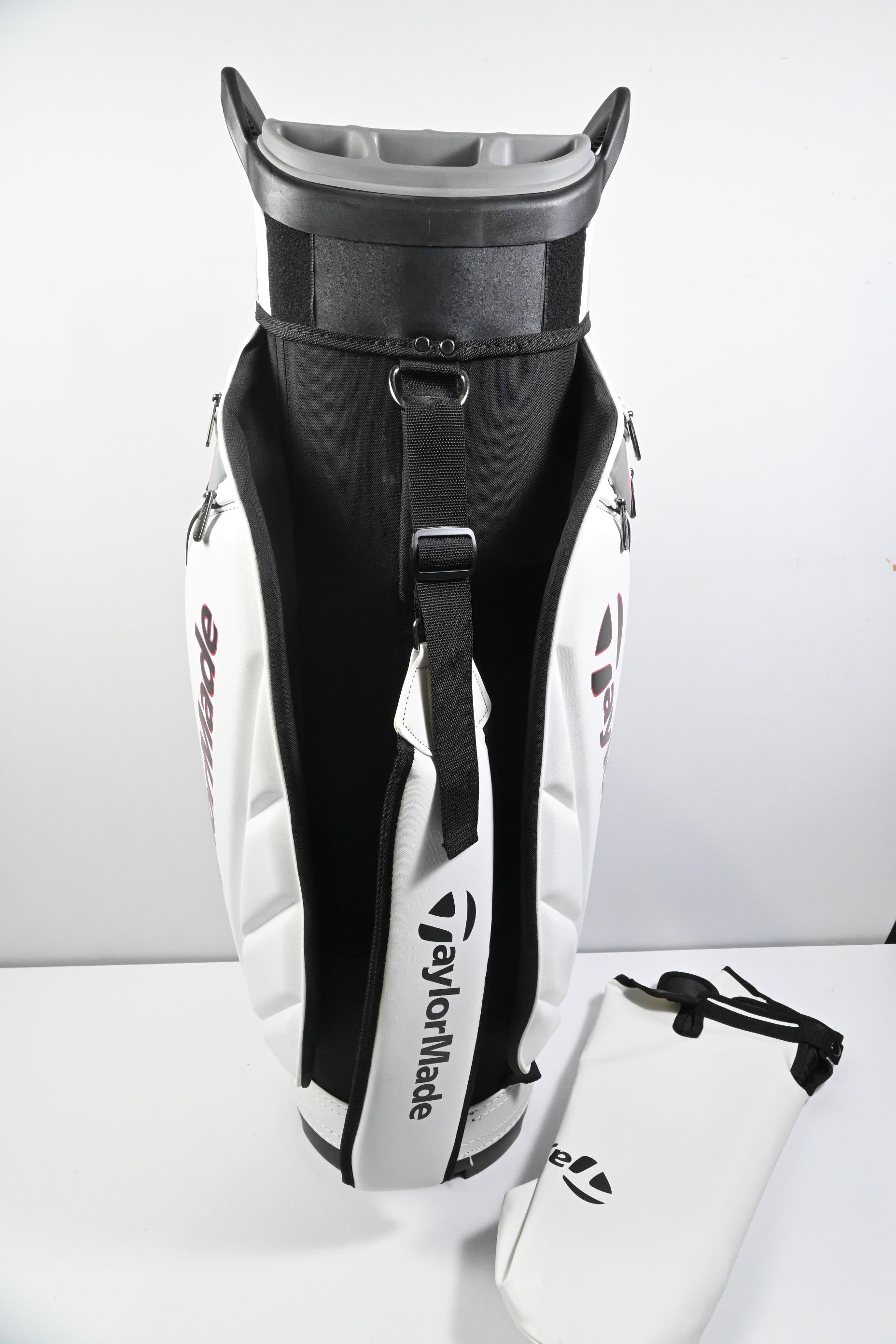 Taylormade Monaco Cart Bag / 14-Way Divider / White, Grey & Red