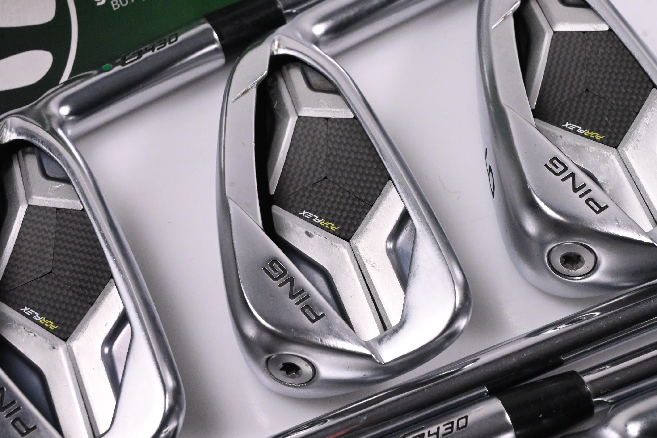 Ping G430 Irons / 4-PW / Green Dot / Regular Flex Ping AWT 2.0 Shafts