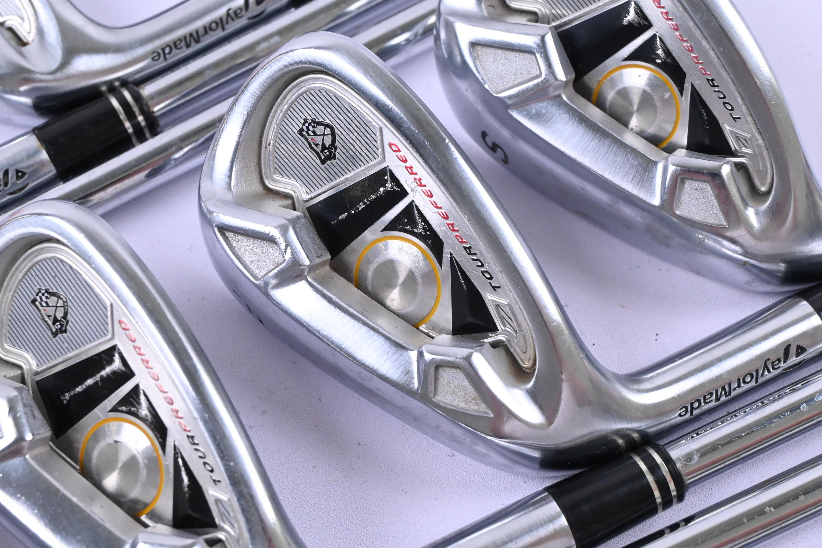 Left Hand Taylormade Tour Preferred TP 2009 Irons / 3-PW+SW / Stiff Flex Shafts