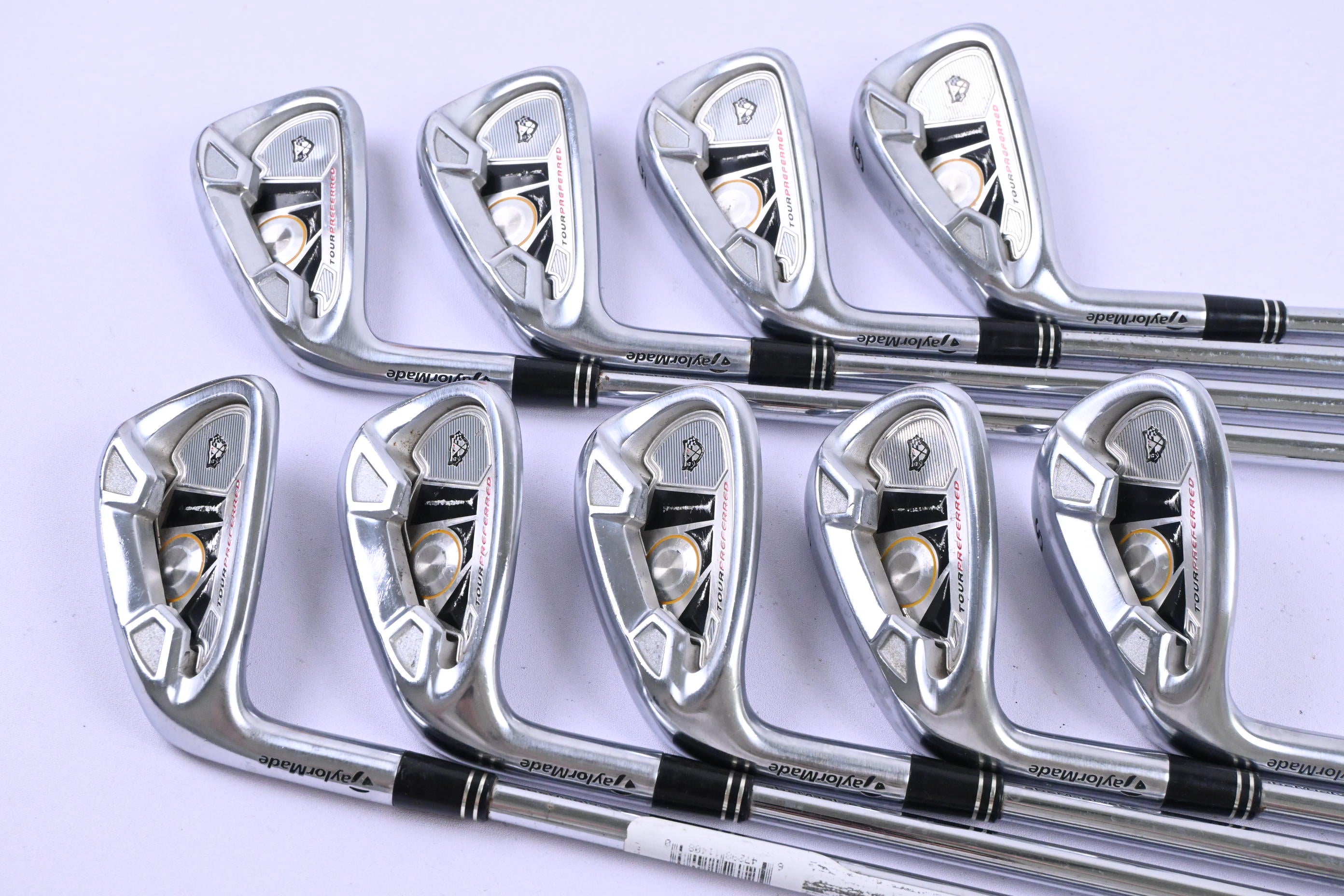Left Hand Taylormade Tour Preferred TP 2009 Irons / 3-PW+SW / Stiff Flex Shafts