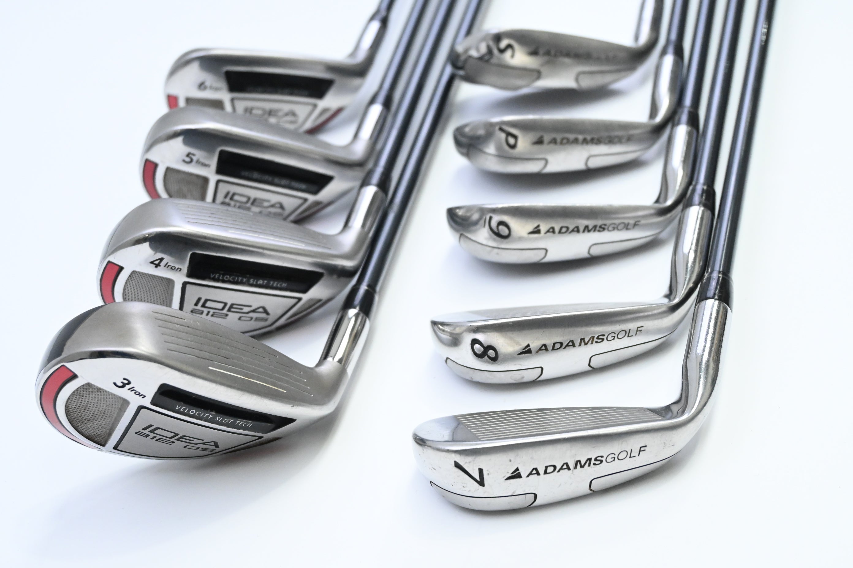 Adams Idea A12 OS Hybrid Combo Irons / 3-PW+SW / Senior Flex Grafalloy Blue 55
