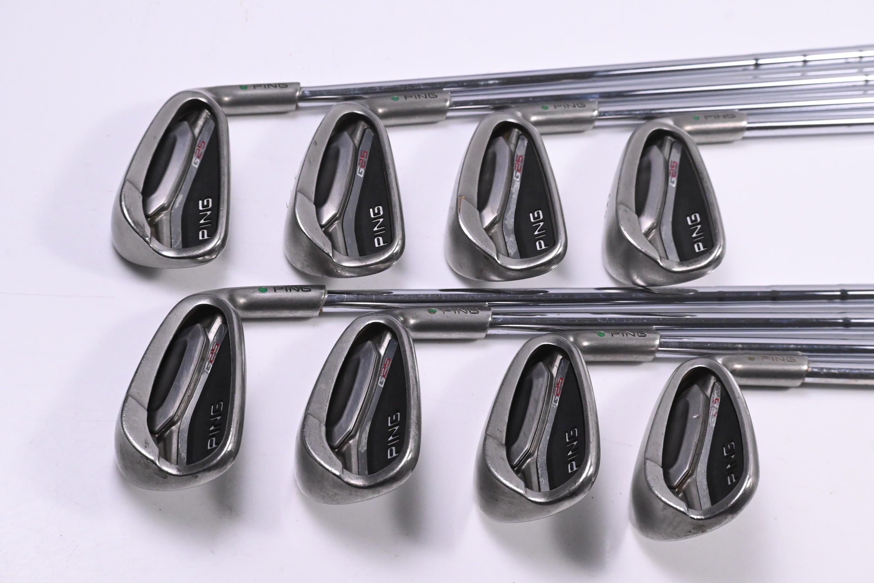 Ping G25 Irons / 5-PW+UW+SW / Green Dot / Regular Flex Ping CFS Shafts