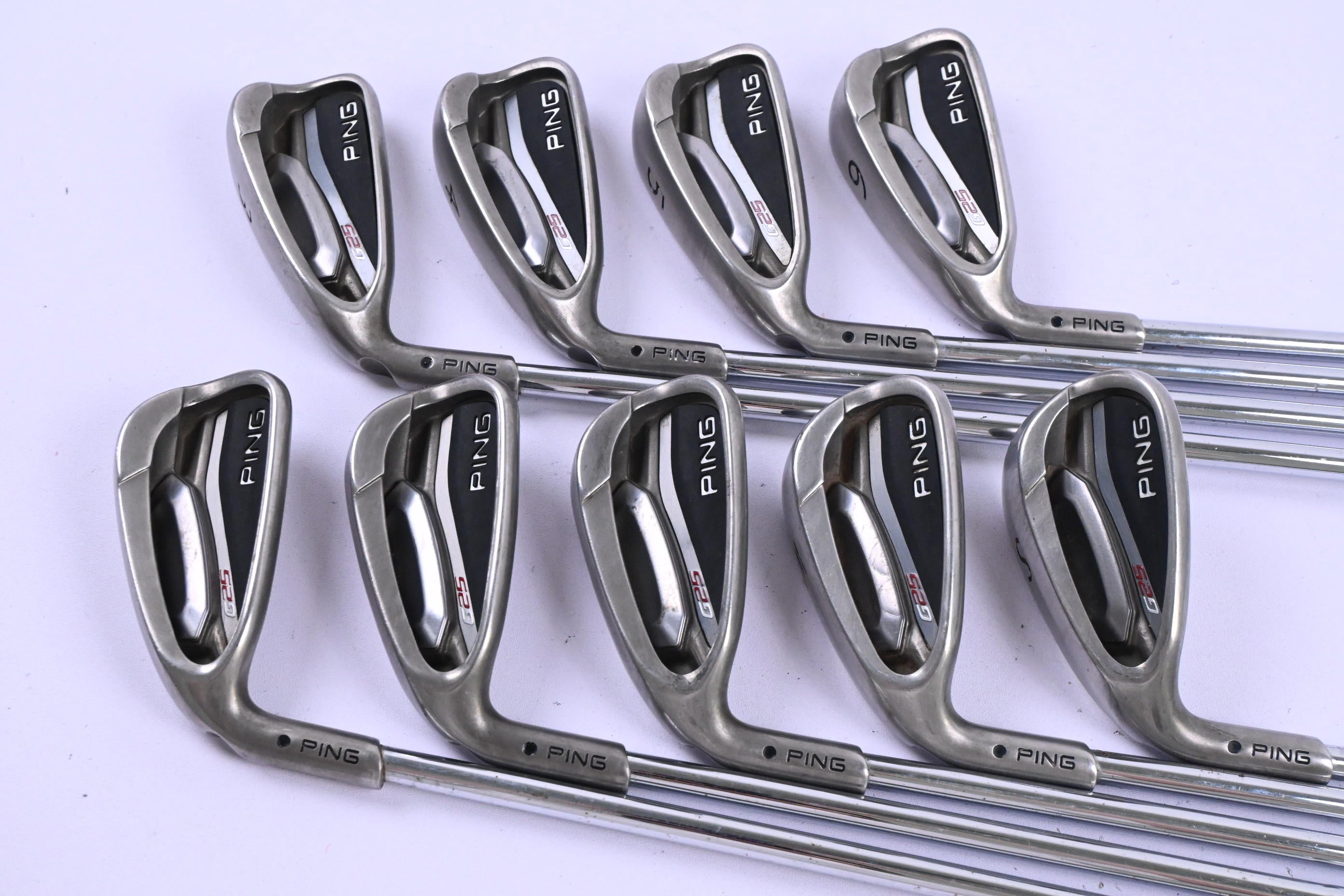 Left Hand Ping G25 Irons / 3-PW+SW / Black Dot / Regular Flex Ping CFS Shafts