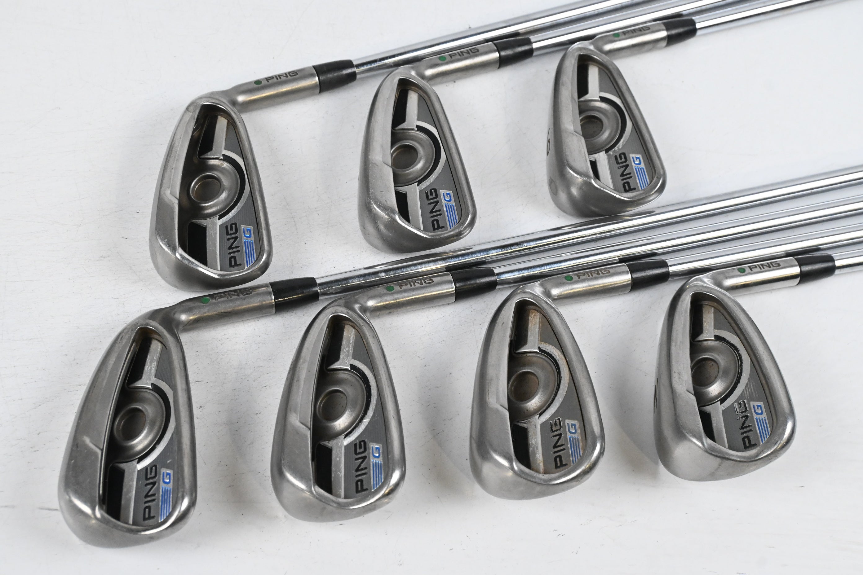 Ping G Series Irons / 4-PW / Green Dot / Regular Flex Ping AWT 2.0 Shafts