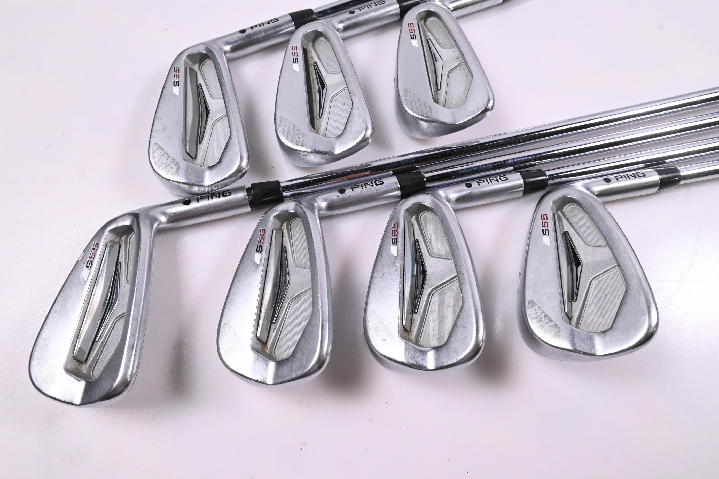 Ping S55 Irons / 4-PW / Black Dot / Stiff Flex Ping AWT 2.0 Shafts