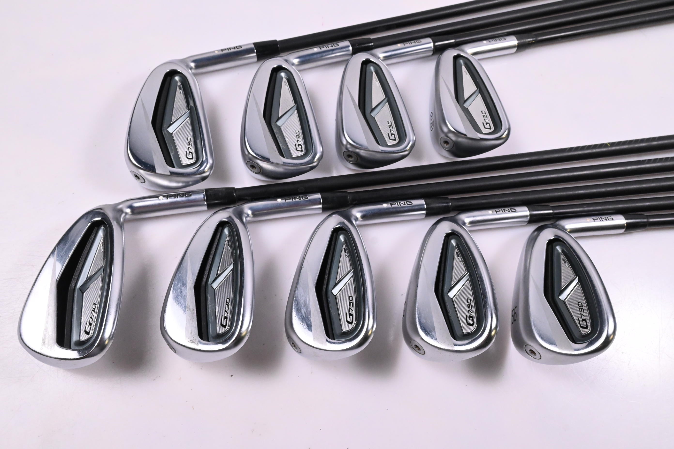 Ping G730 Irons / 5-PW+GW+50°+56° / White Dot / Senior Flex Ping Alta CB Black