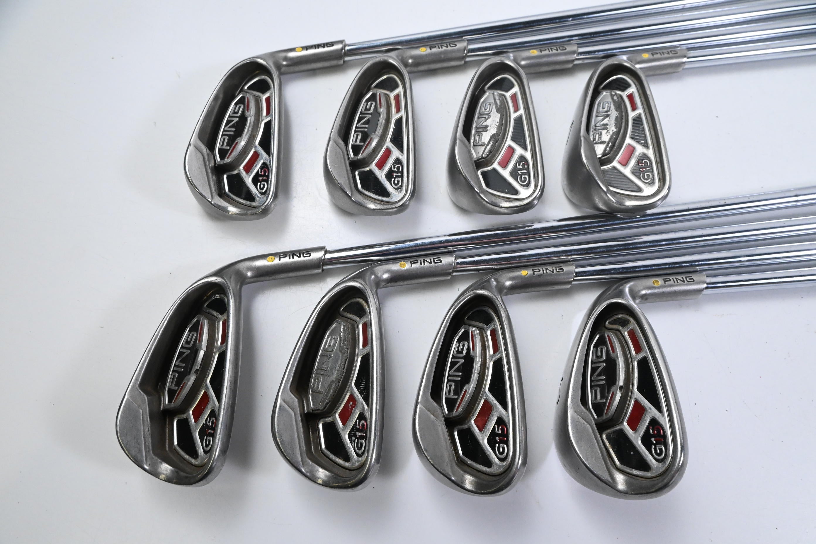 Ping G15 Irons / 4-PW+SW / Yellow Dot / Regular Flex Ping AWT Shafts