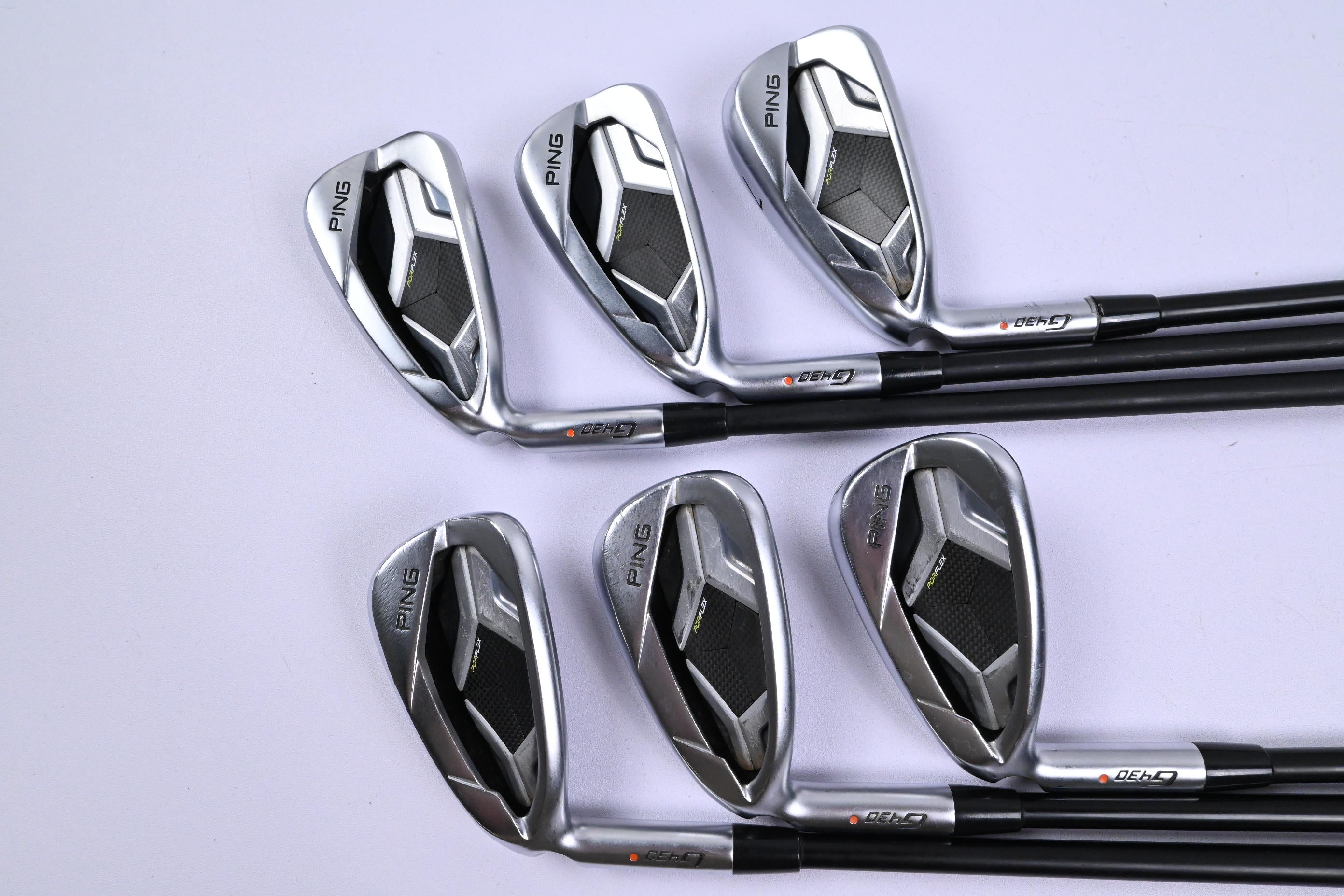 Left Hand Ping G430 Irons / 5-PW / Orange Dot / Senior Flex Alta CB Black