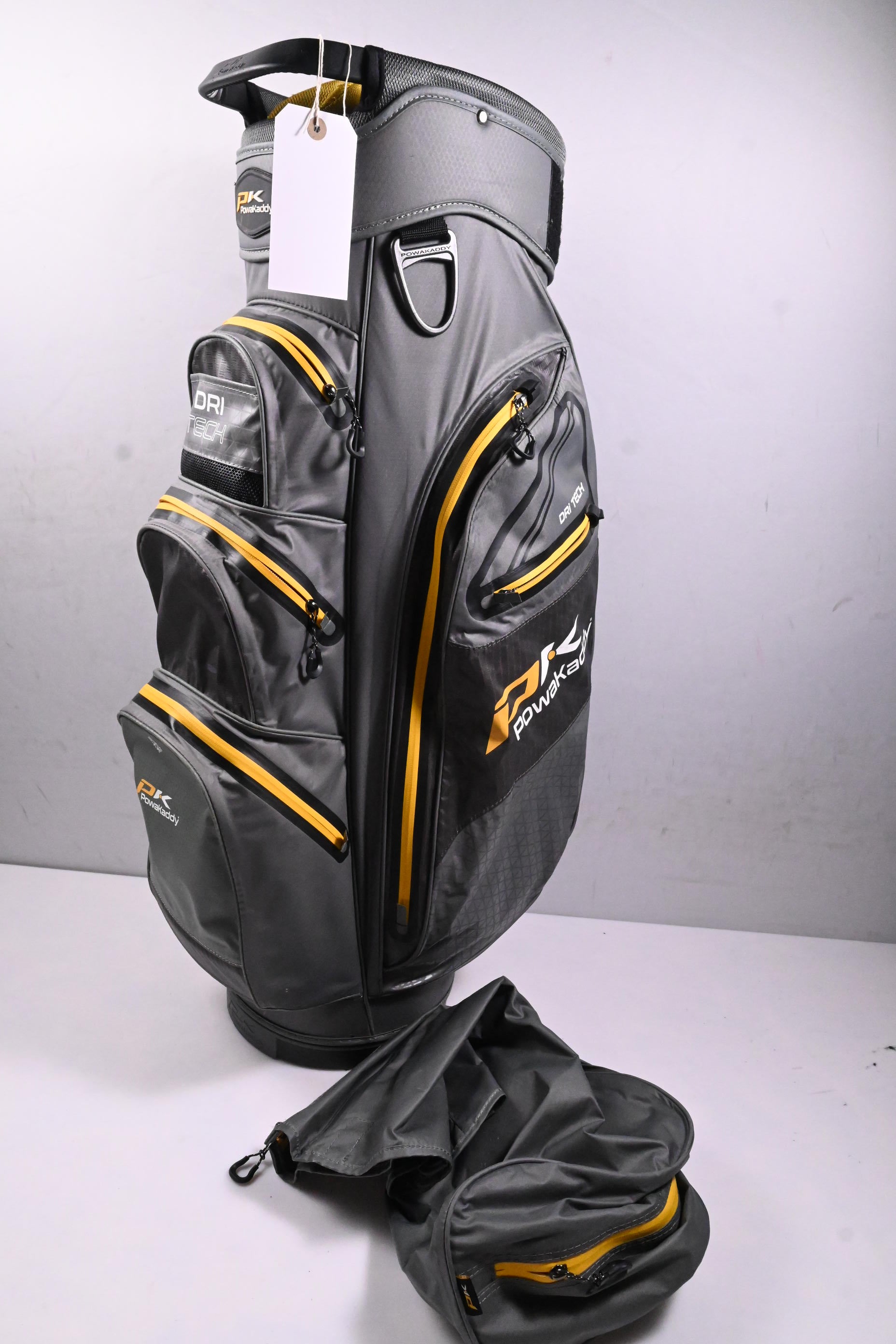 Powakaddy Dri-Tech Cart Bag / 14-Way Divider / Grey, Yellow