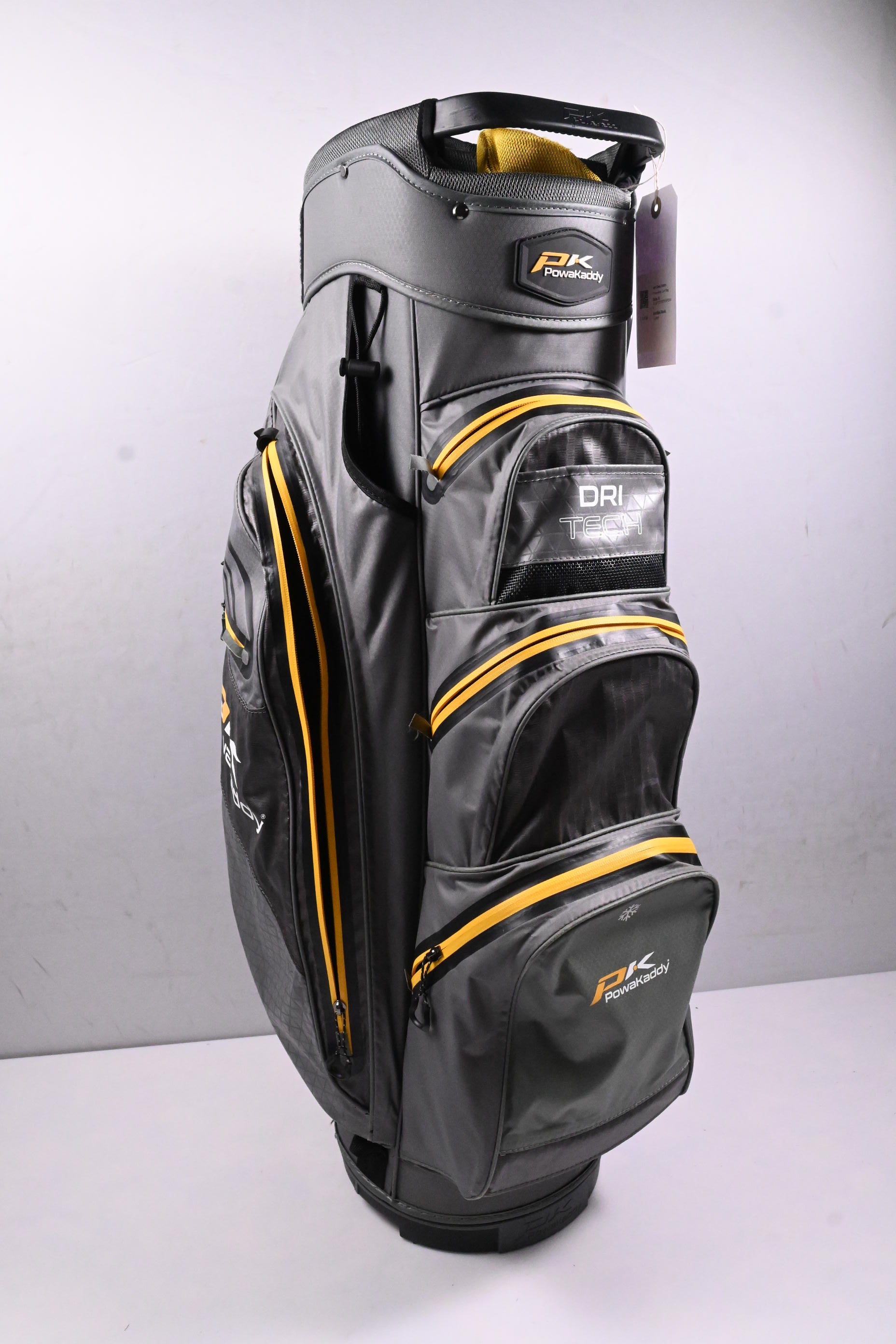 Powakaddy Dri-Tech Cart Bag / 14-Way Divider / Grey, Yellow