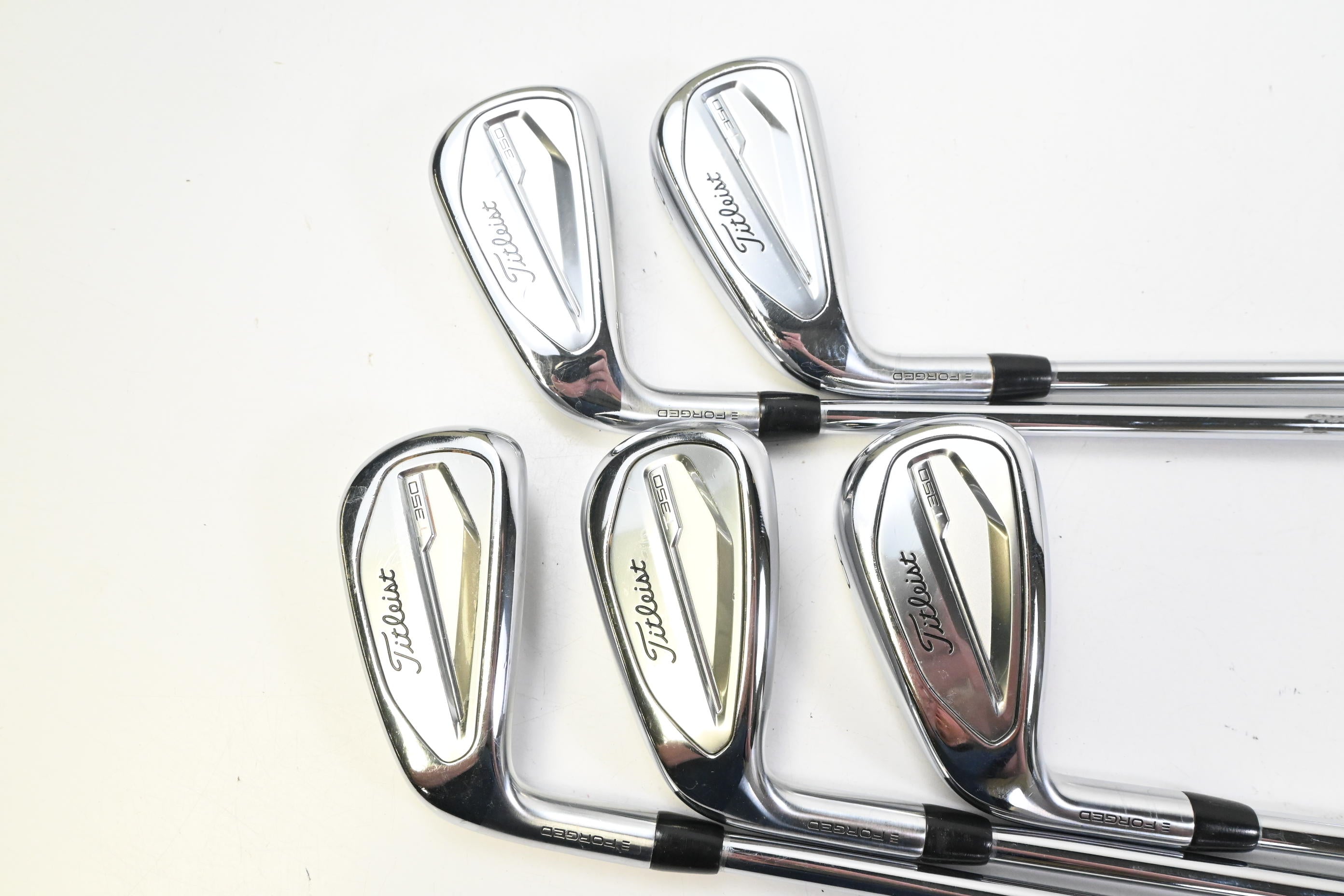 Left Hand Titleist T350 Irons / 5-9i / Regular Flex AMT Red R300 Shafts