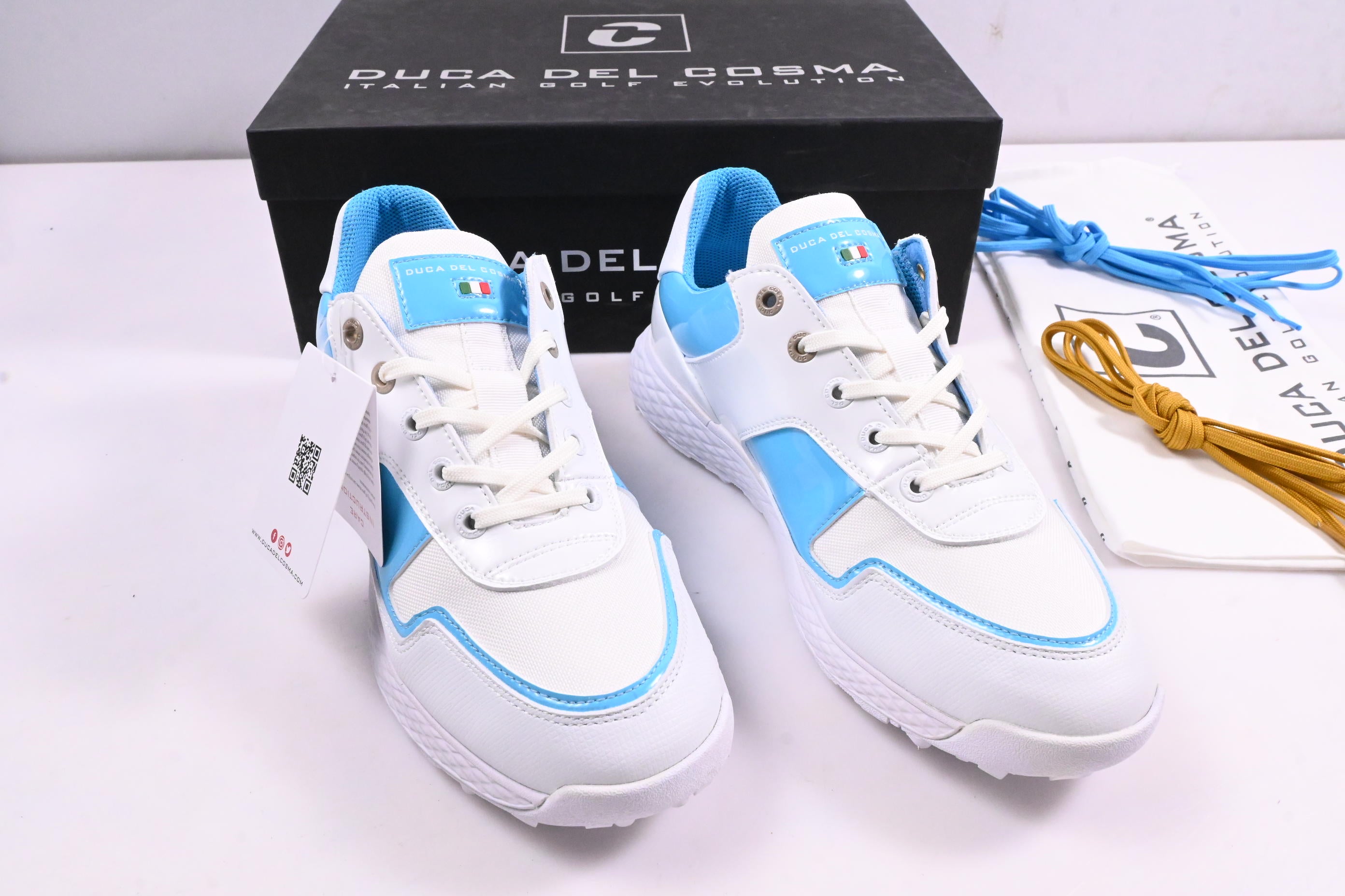 Ladies Duca Del Cosma Padova Shoes / Size UK 5 / White, Aqua