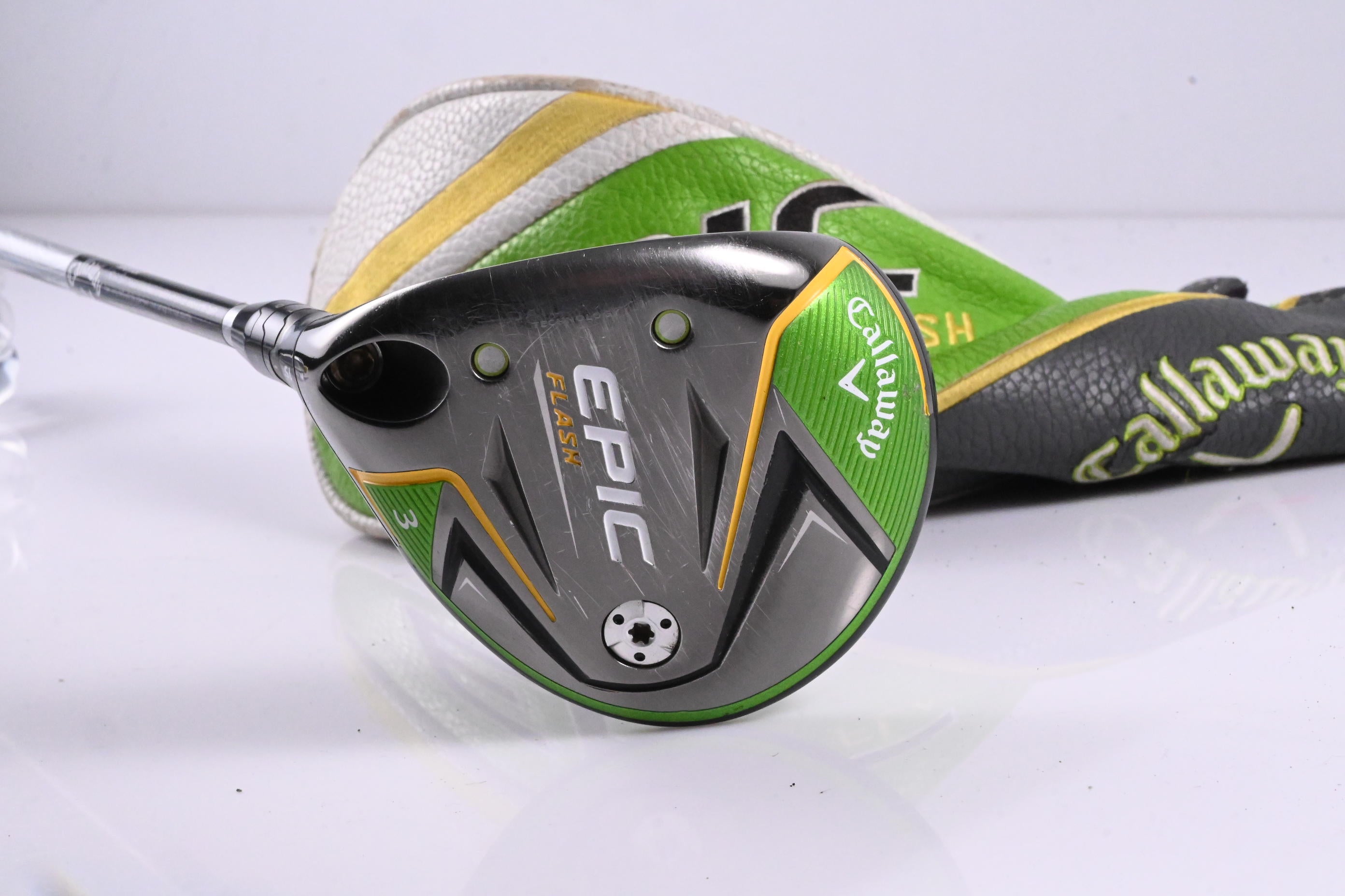 Left Hand Callaway Epic Flash #3 Wood / 15 Degree / Regular Flex EvenFlow Green