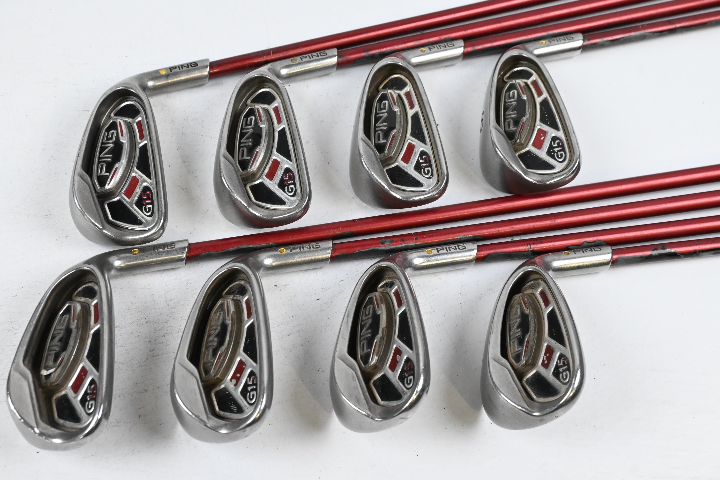 Ping G15 Irons / 5-PW+SW+LW / Yellow Dot / Regular Flex Ping TFC 149 Shafts