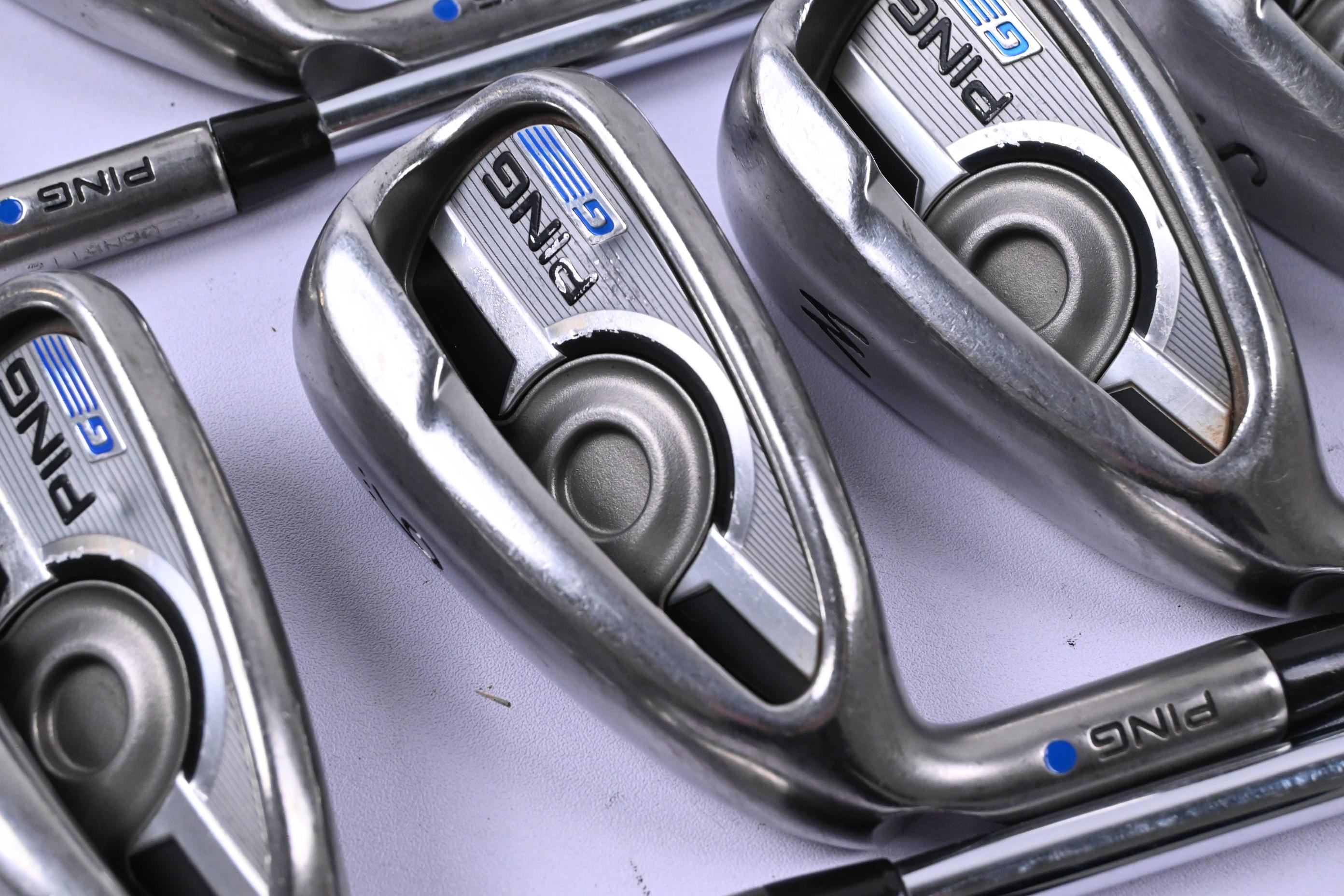 Left Hand Ping G Series Irons / 4-PW+SW / Blue Dot / Stiff Flex XP 95 Shafts