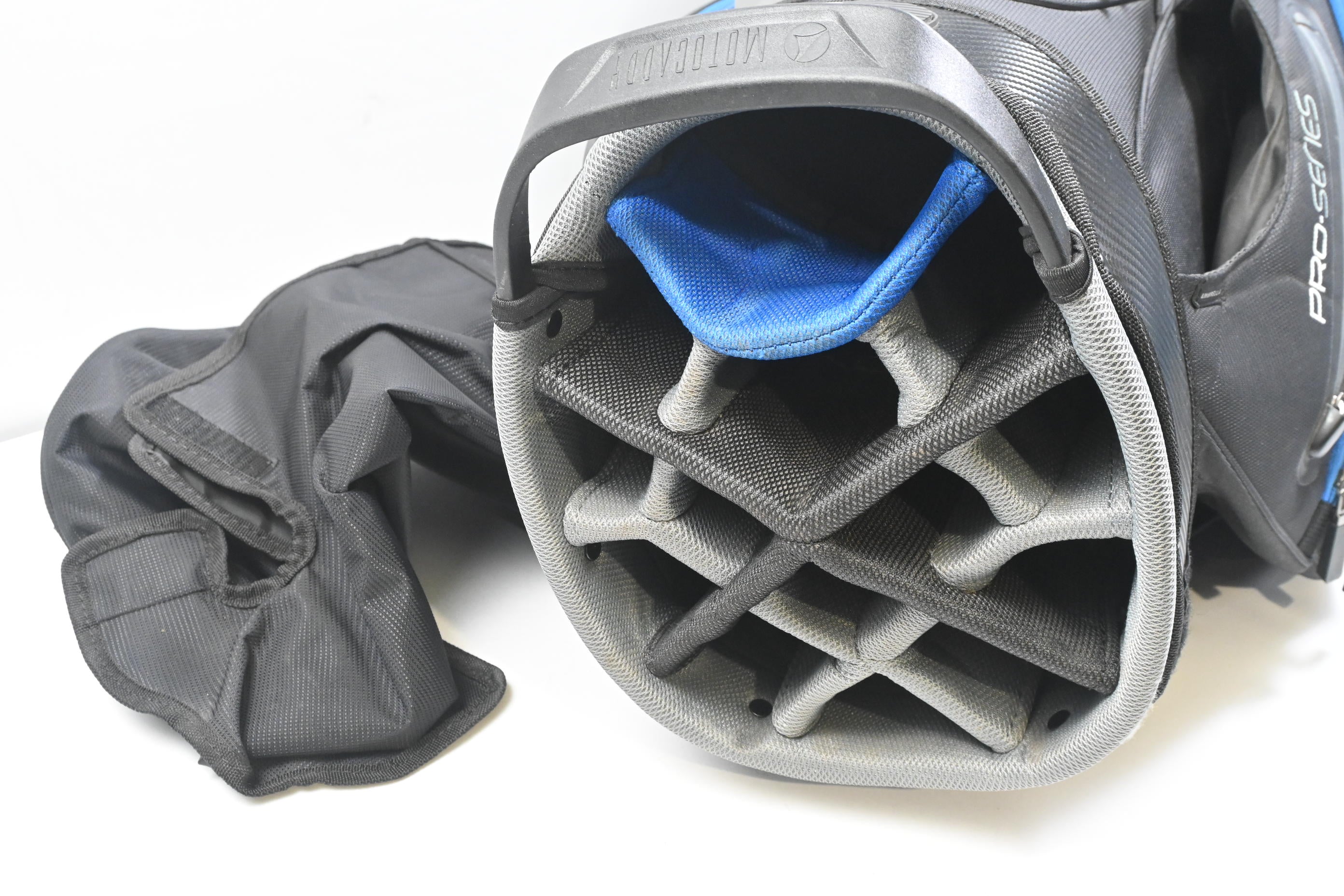 Motocaddy Pro-Series Cart Bag / 14-Way Divider / Black, Blue & Grey