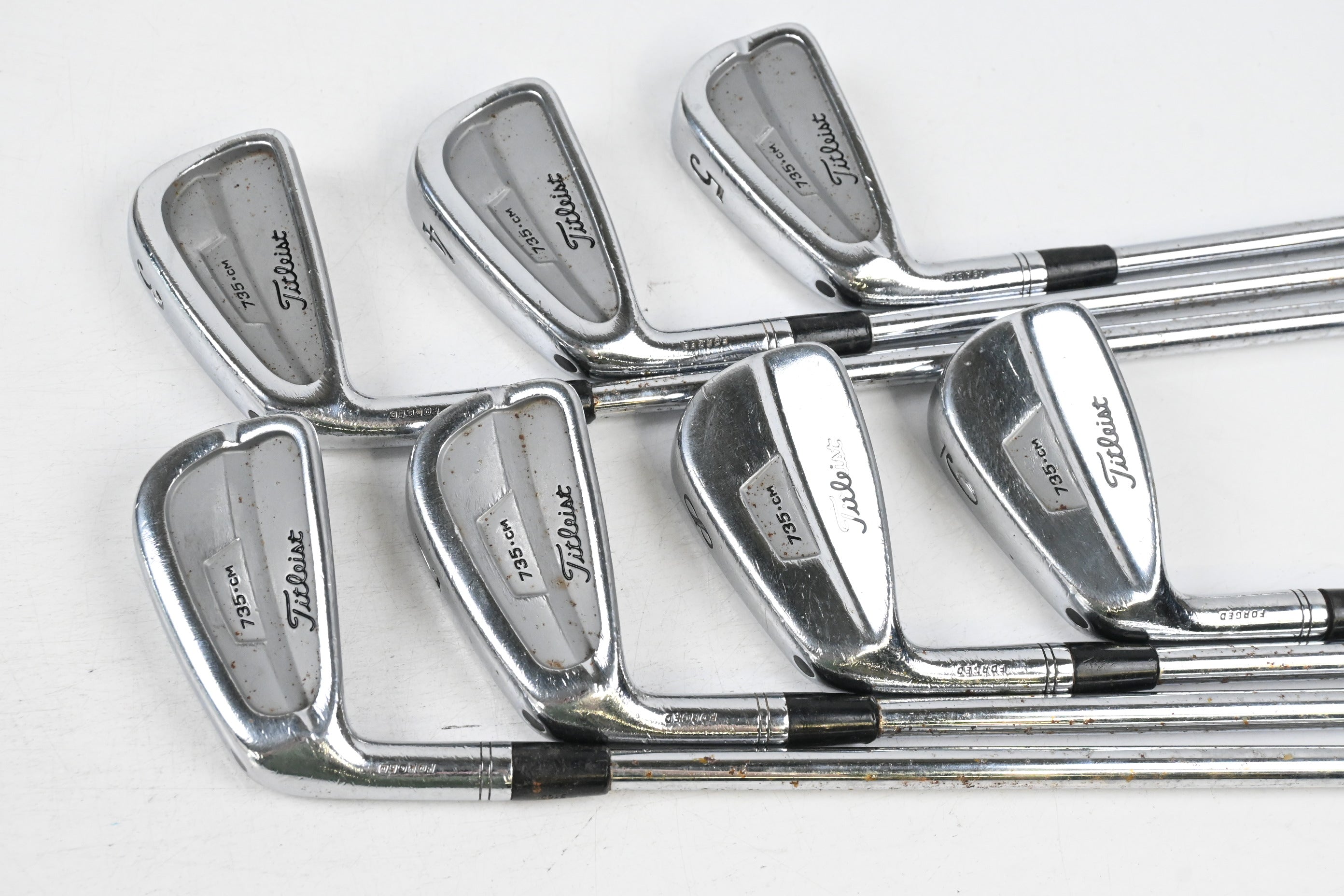 Left Hand Titleist 735.CM Irons / 3-9i / Stiff Flex Dynamic Gold S300 Steel Shafts