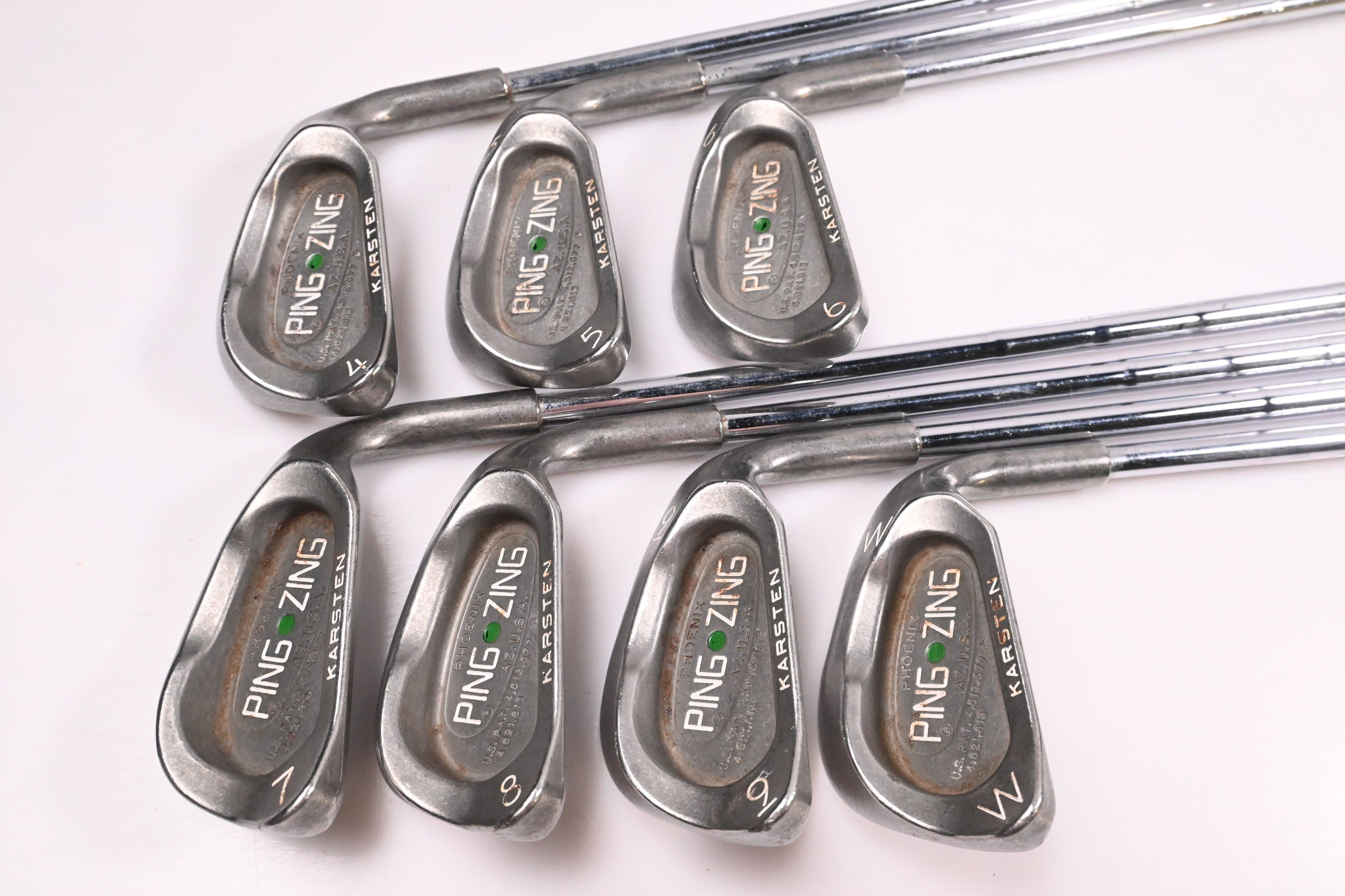 Ping Zing Irons / 4-PW / Green Dot / Stiff Flex Ping Shafts