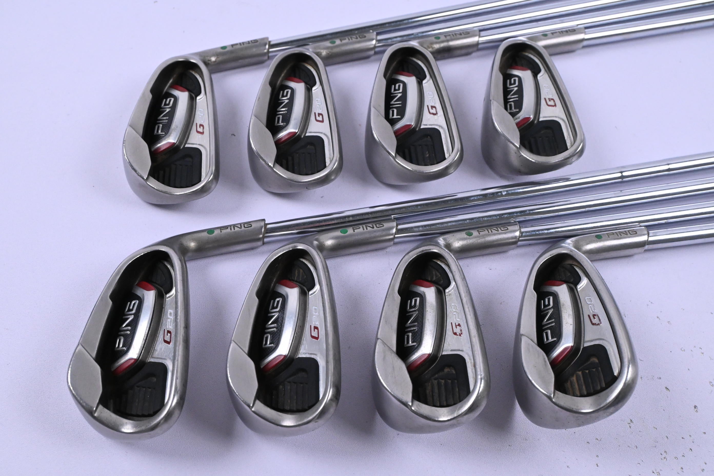 Ping G20 Irons / 4-PW+SW / Green Dot / Regular Flex Ping CFS Shafts