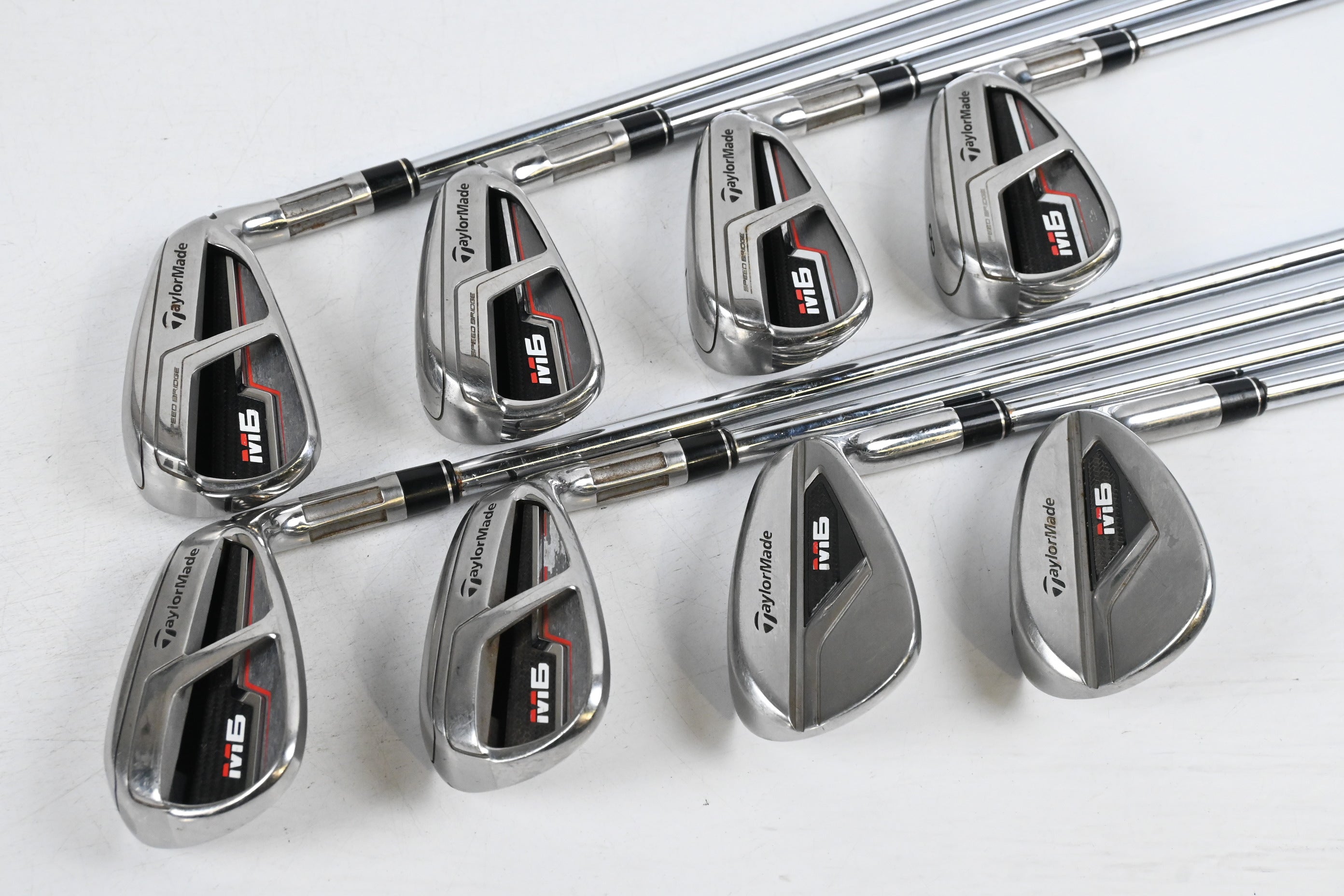 Taylormade M6 Irons / 5-PW+GW+SW / Regular Flex KBS MAX 85 Shafts