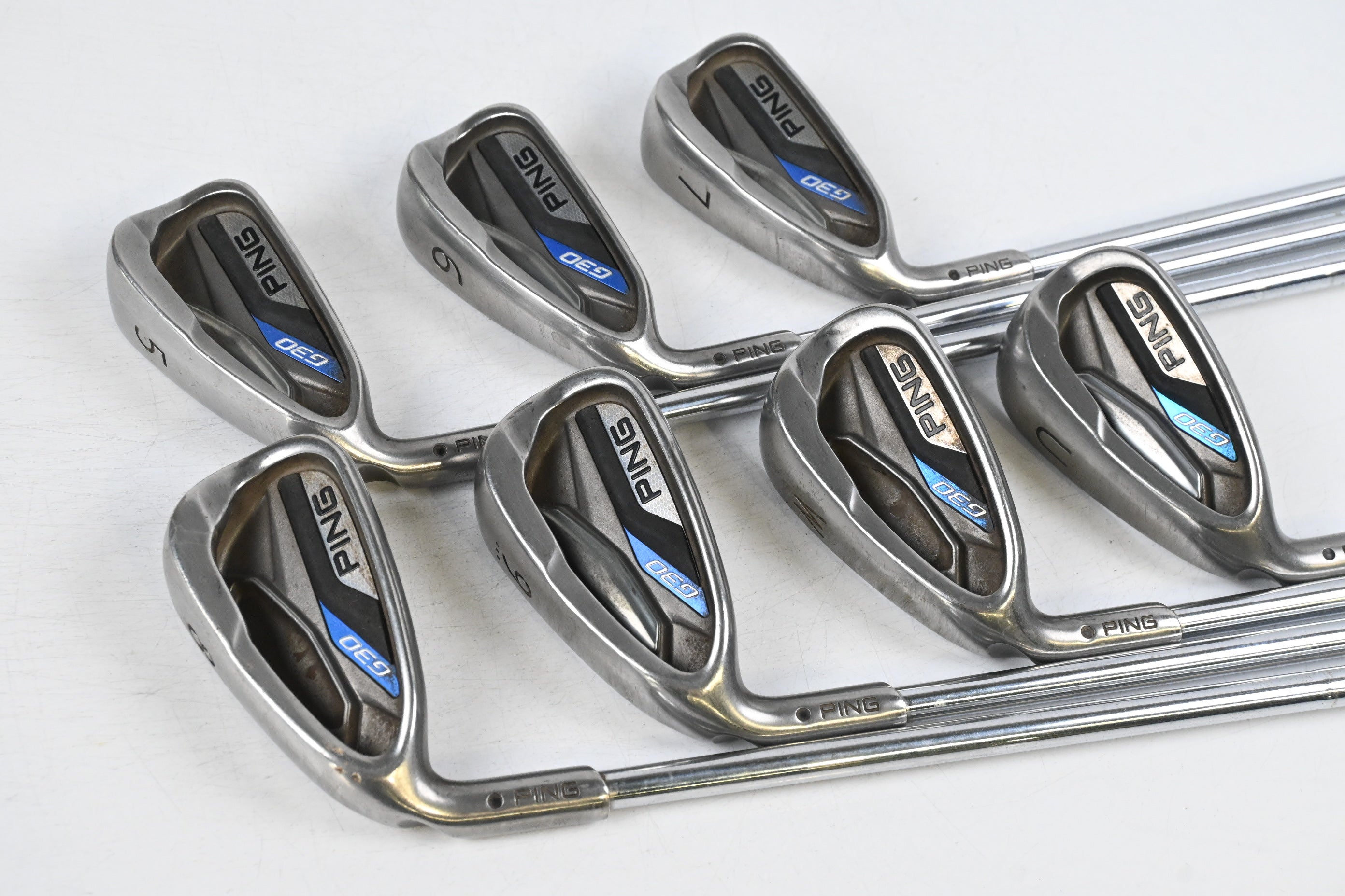 Left Hand Ping G30 Irons / 5-PW+GW / Black Dot / Regular Flex Ping CFS Distance
