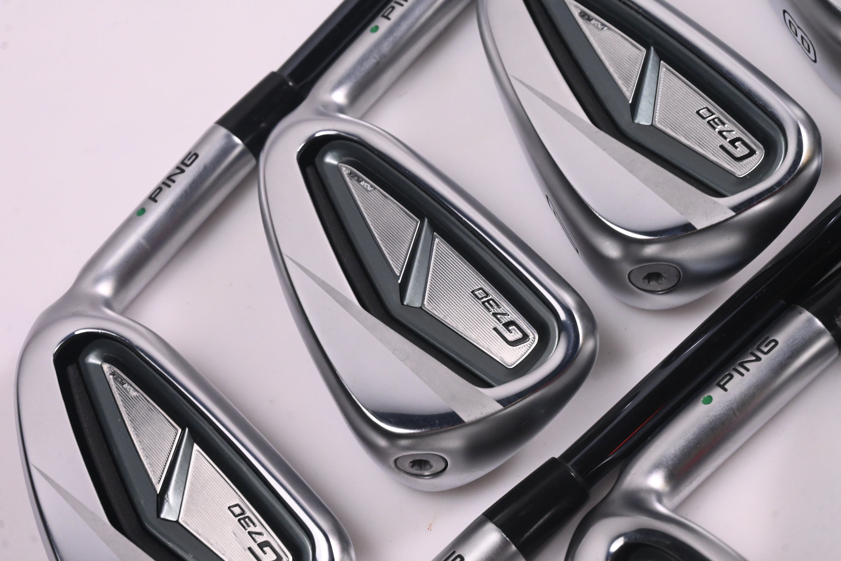 Ping G730 Irons / 5-PW+GW+50° / Green Dot / Senior Flex UST Recoil Dart 65