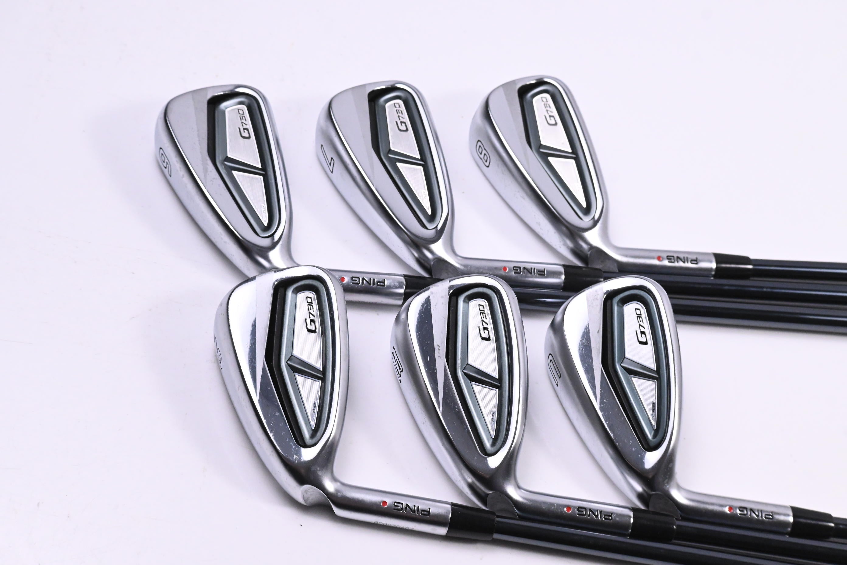 Left Hand Ping G730 Irons / 6-PW+GW / Red Dot / Regular Flex UST Recoil Dart 75